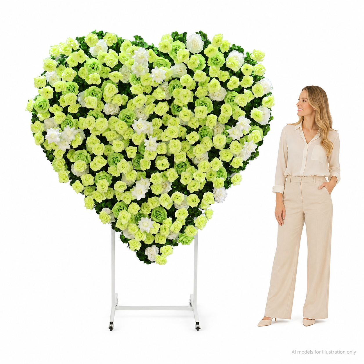 Heart Flower Arch with Stand, Wedding Floral Backdrop Decor