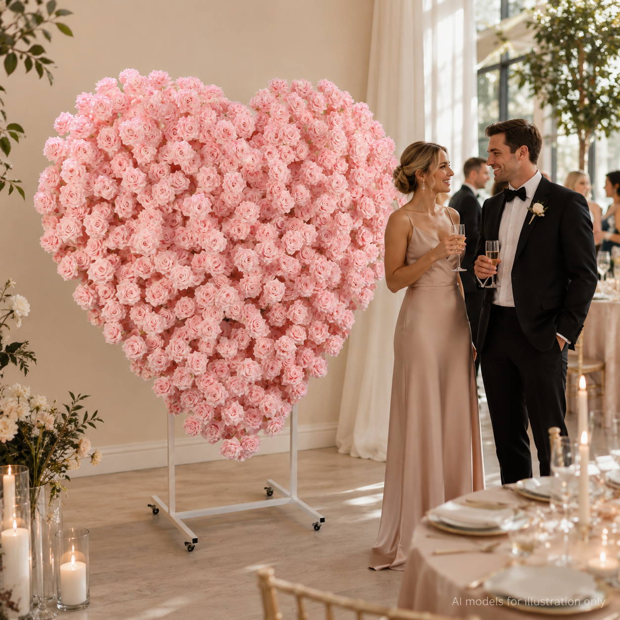 Heart Flower Arch with Stand, Wedding Floral Backdrop Decor