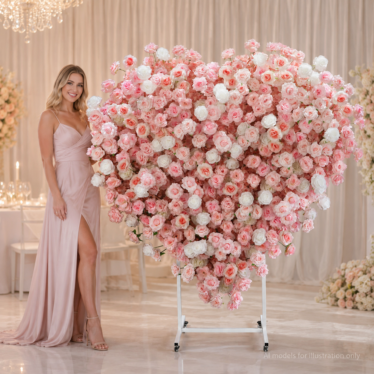 Heart Flower Arch with Stand, Wedding Floral Backdrop Decor