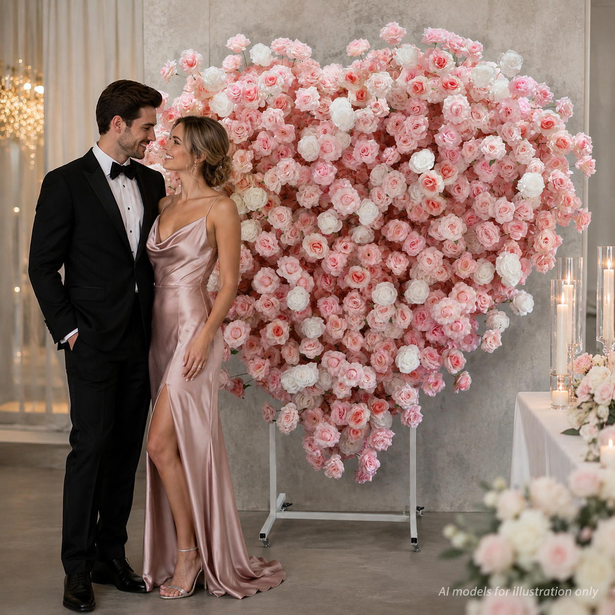 Heart Flower Arch with Stand, Wedding Floral Backdrop Decor
