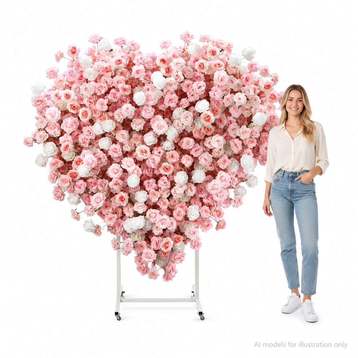Heart Flower Arch with Stand, Wedding Floral Backdrop Decor