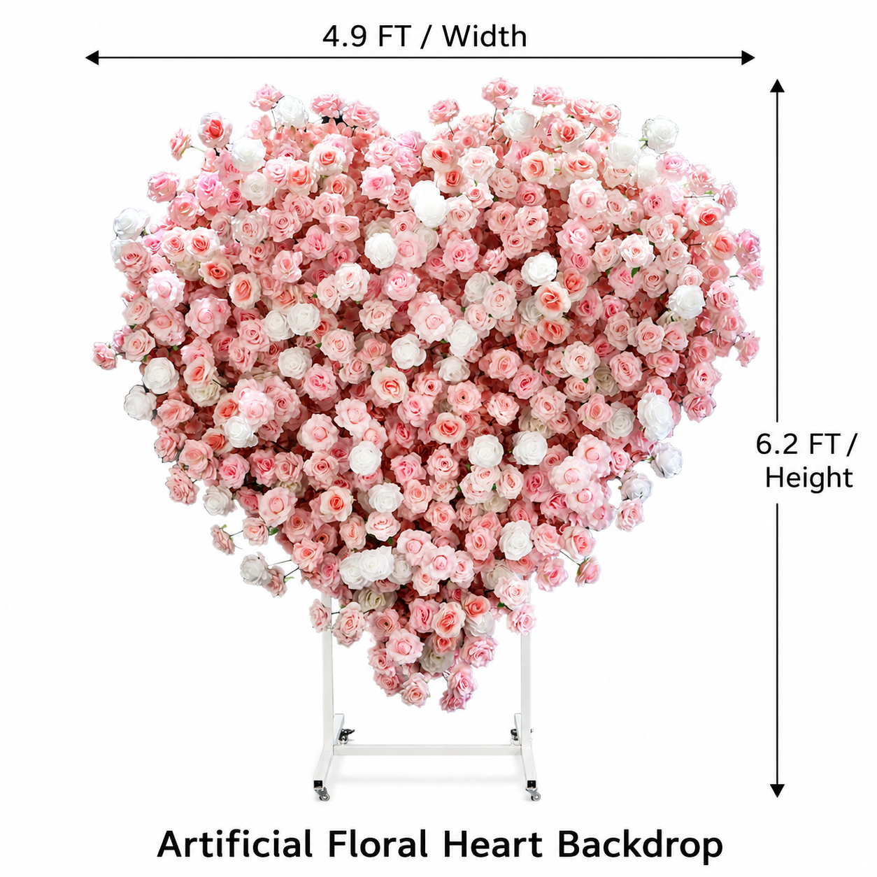 Heart Flower Arch with Stand, Wedding Floral Backdrop Decor