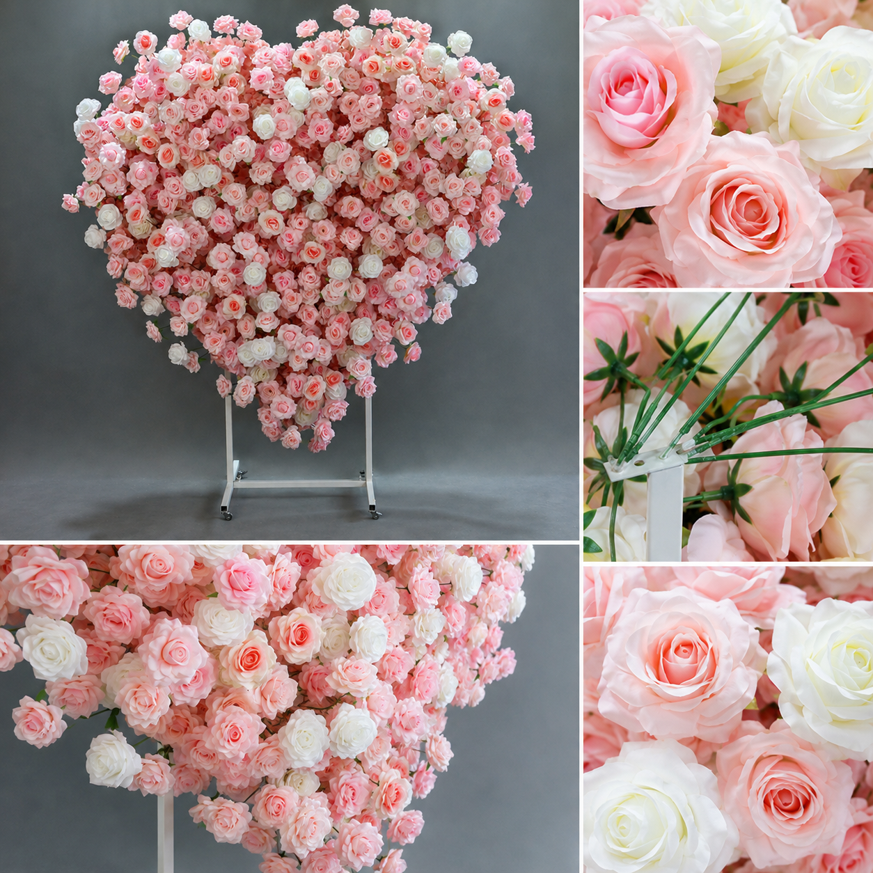 Heart Flower Arch with Stand, Wedding Floral Backdrop Decor