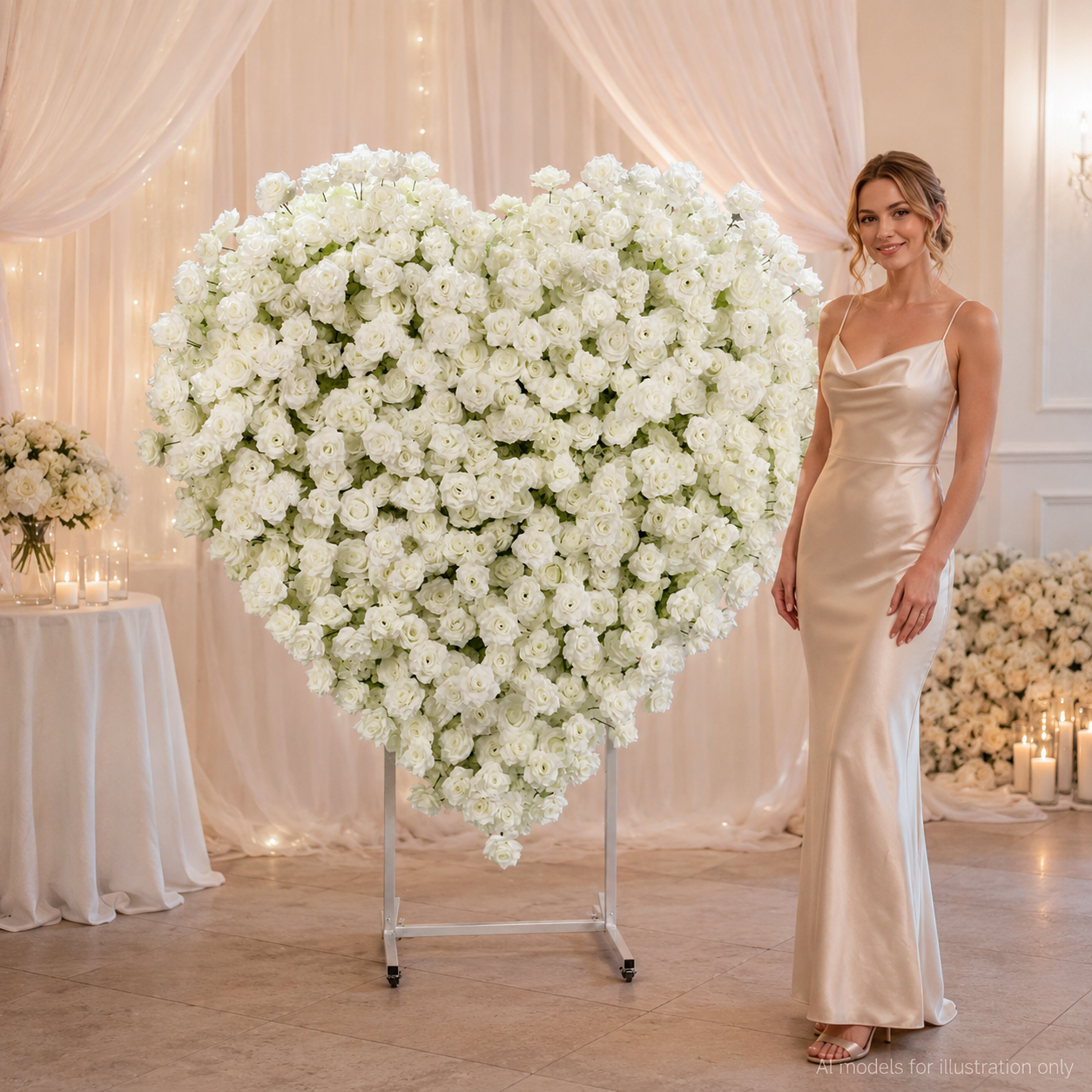 Heart Flower Arch with Stand, Wedding Floral Backdrop Decor