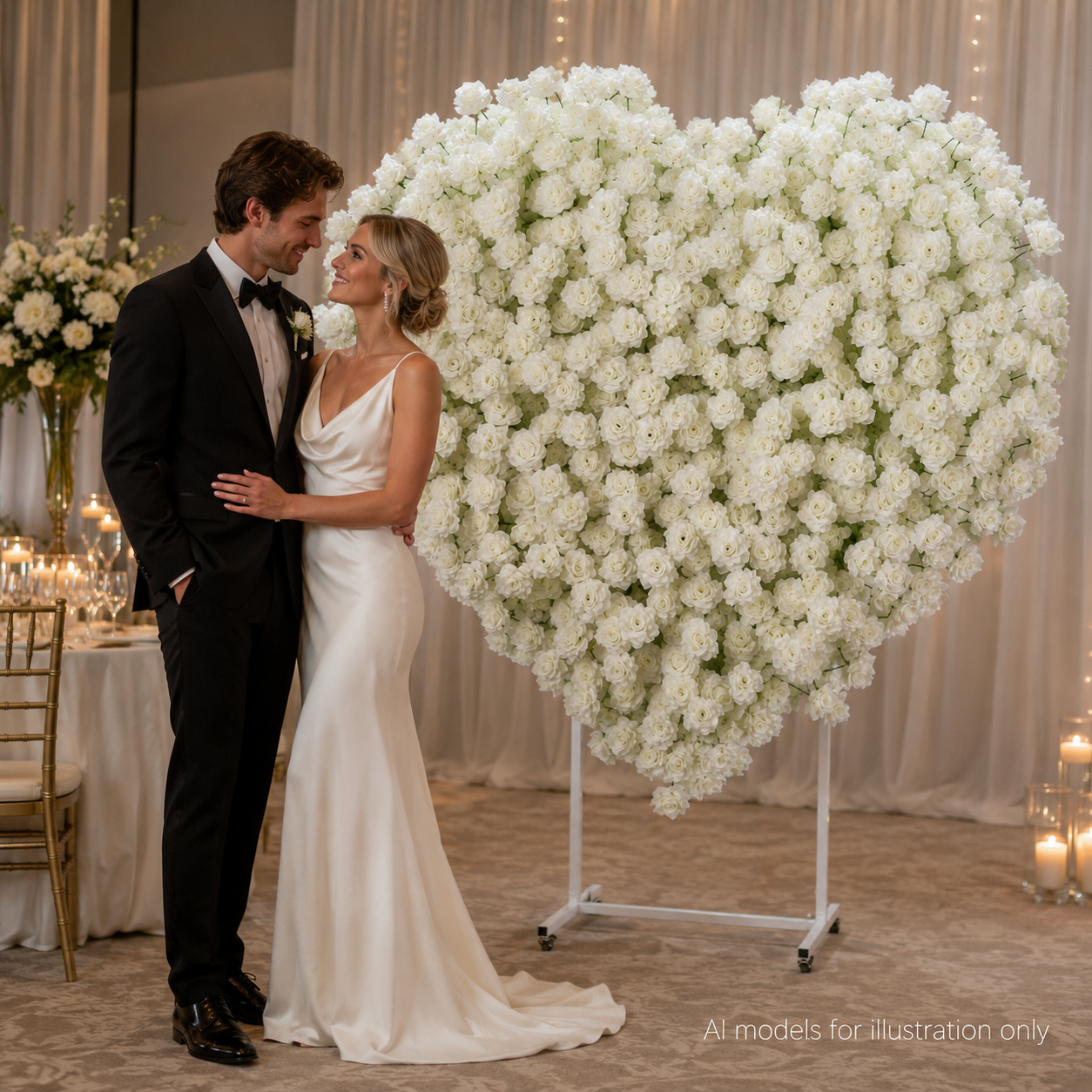 Heart Flower Arch with Stand, Wedding Floral Backdrop Decor