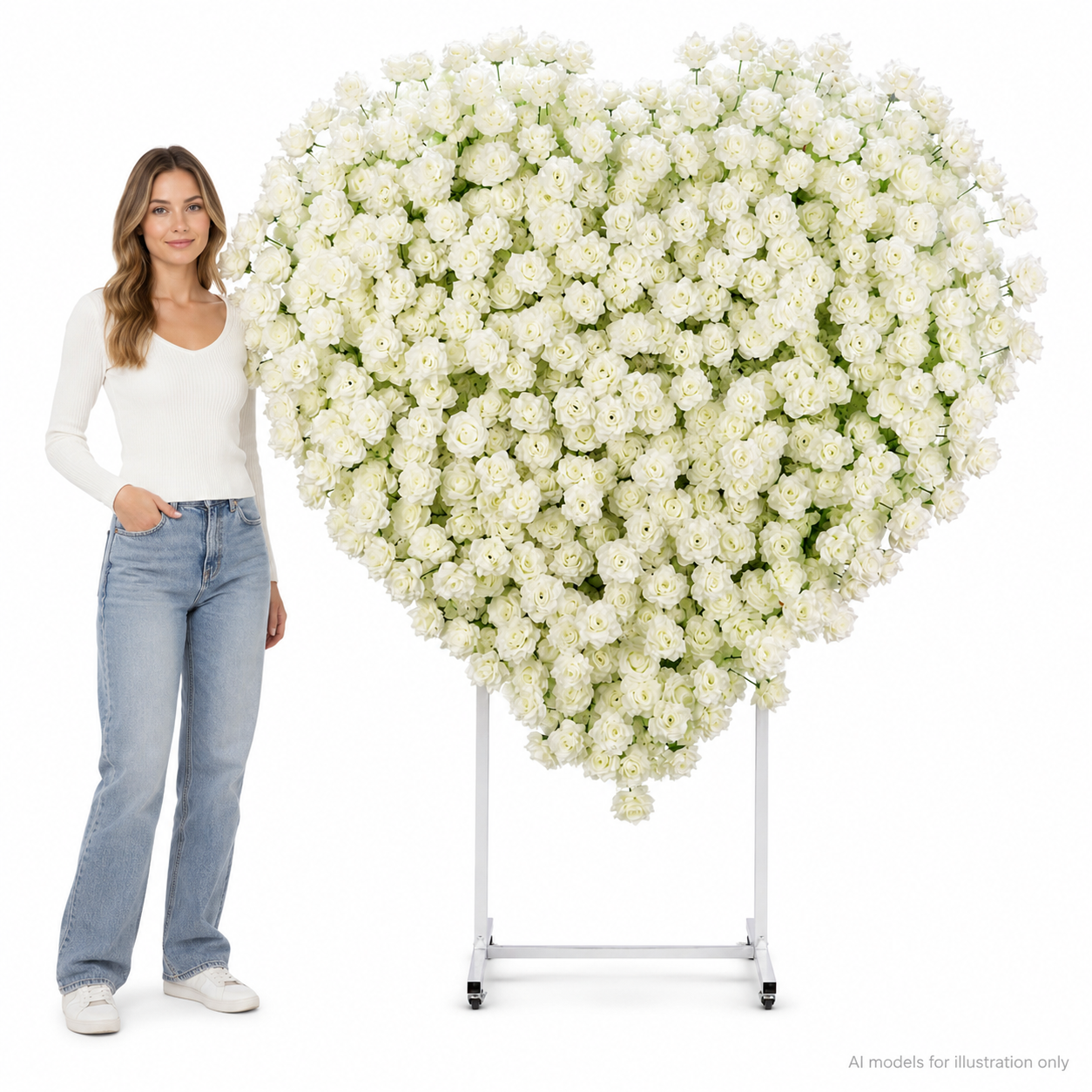 Heart Flower Arch with Stand, Wedding Floral Backdrop Decor