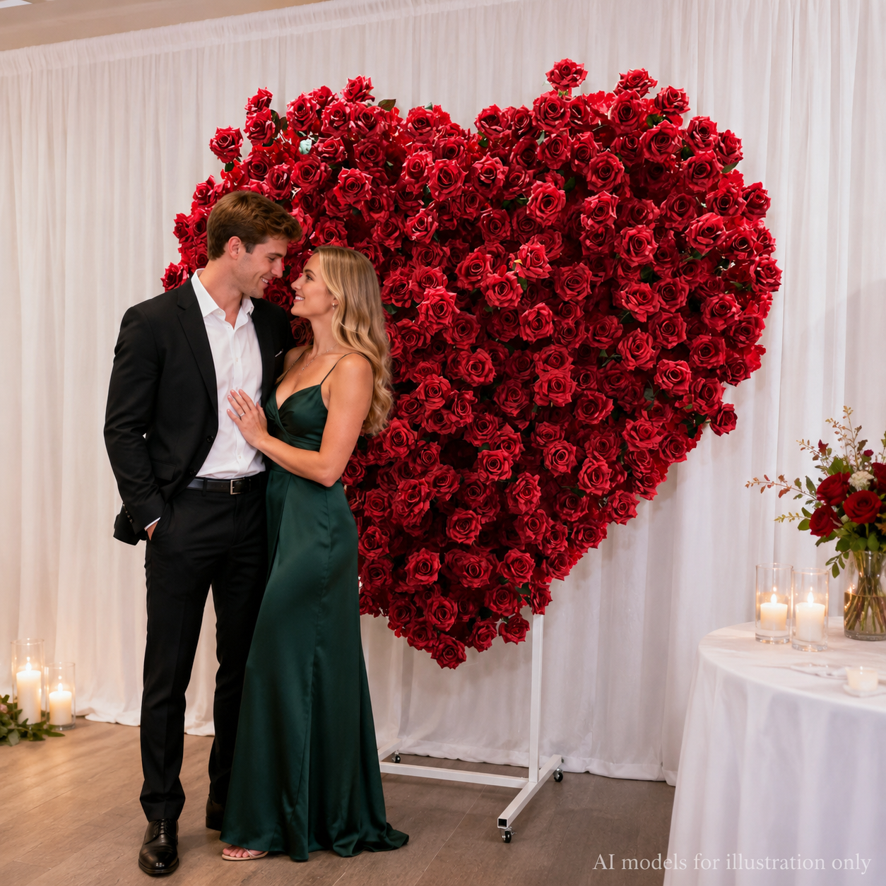 Heart Flower Arch with Stand, Wedding Floral Backdrop Decor