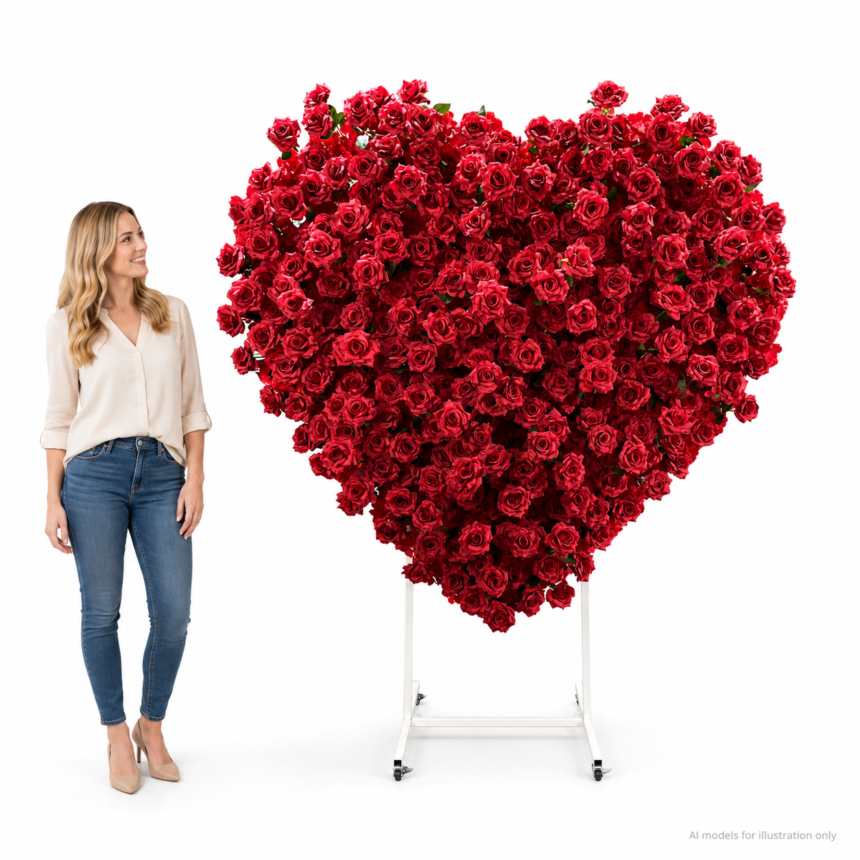 Heart Flower Arch with Stand, Wedding Floral Backdrop Decor