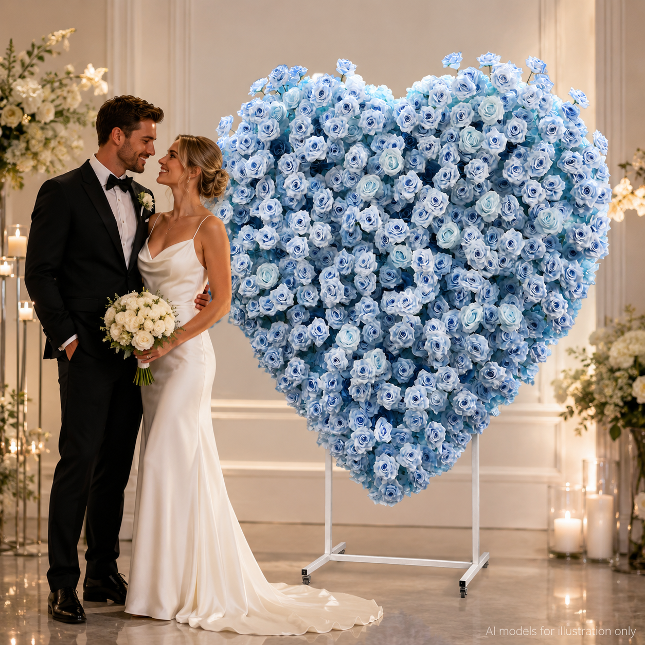 Heart Flower Arch with Stand, Wedding Floral Backdrop Decor