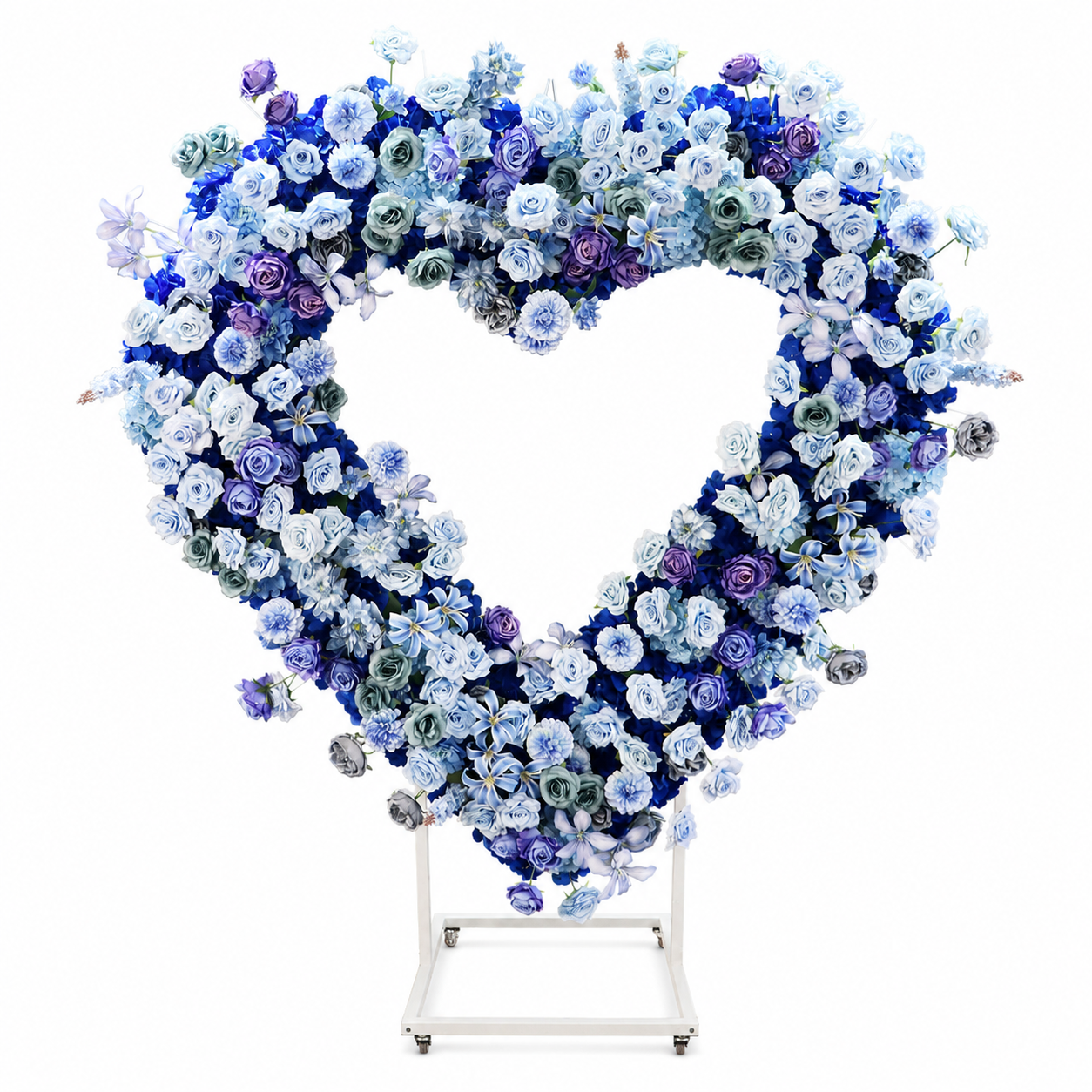  Heart Floral Arch Backdrop with Stand, Royal Blue, 6.56 x 5.58 ft