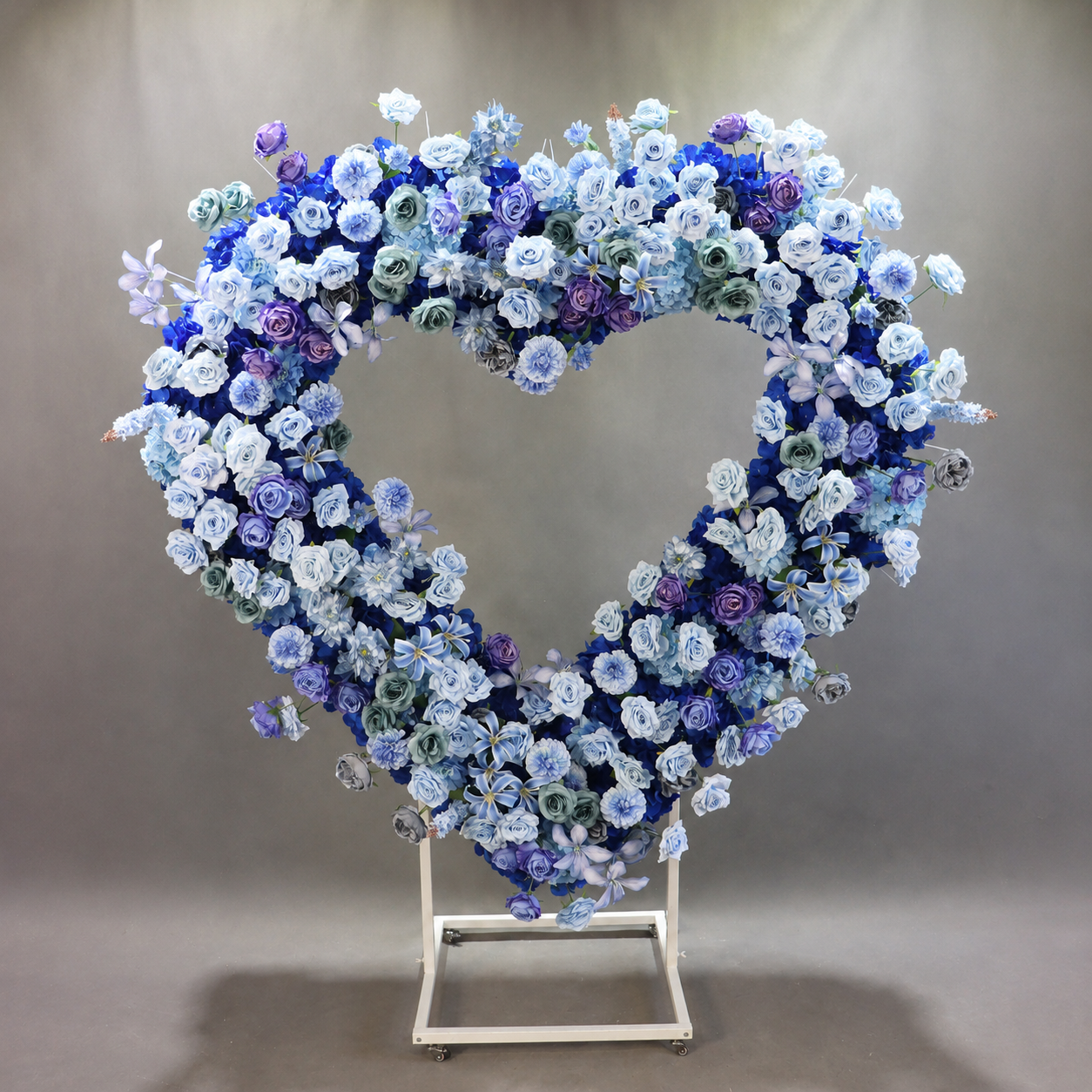  Heart Floral Arch Backdrop with Stand, Royal Blue, 6.56 x 5.58 ft