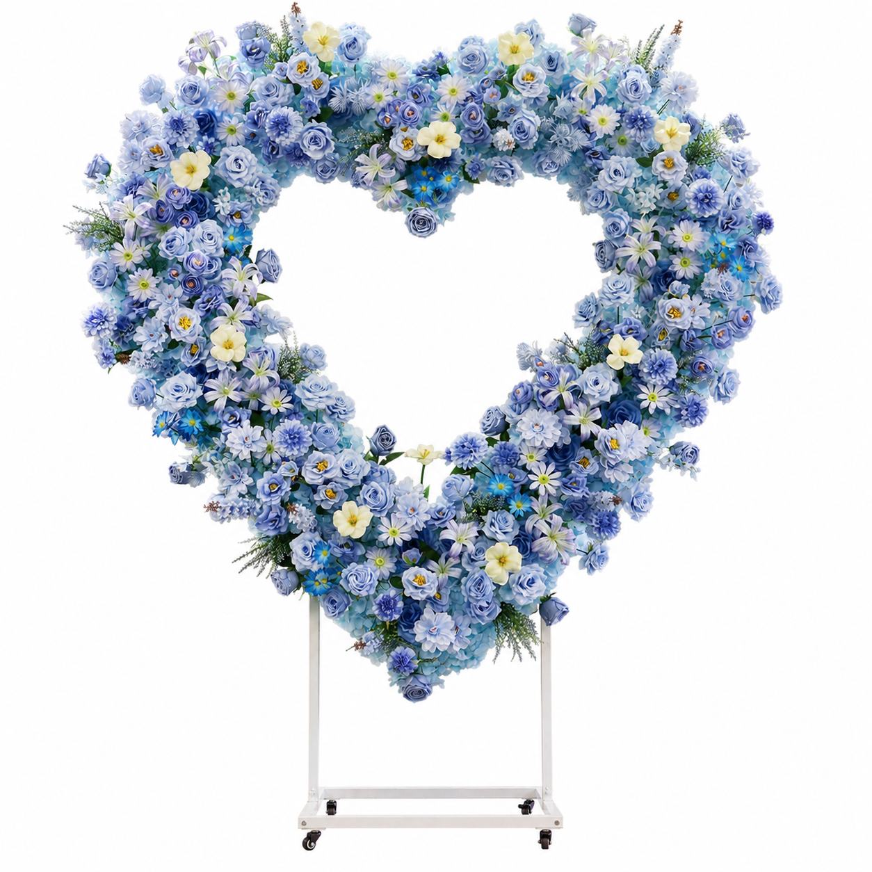 Heart Floral Arch Backdrop with Stand, Sky Blue, 6.56 x 5.58 ft