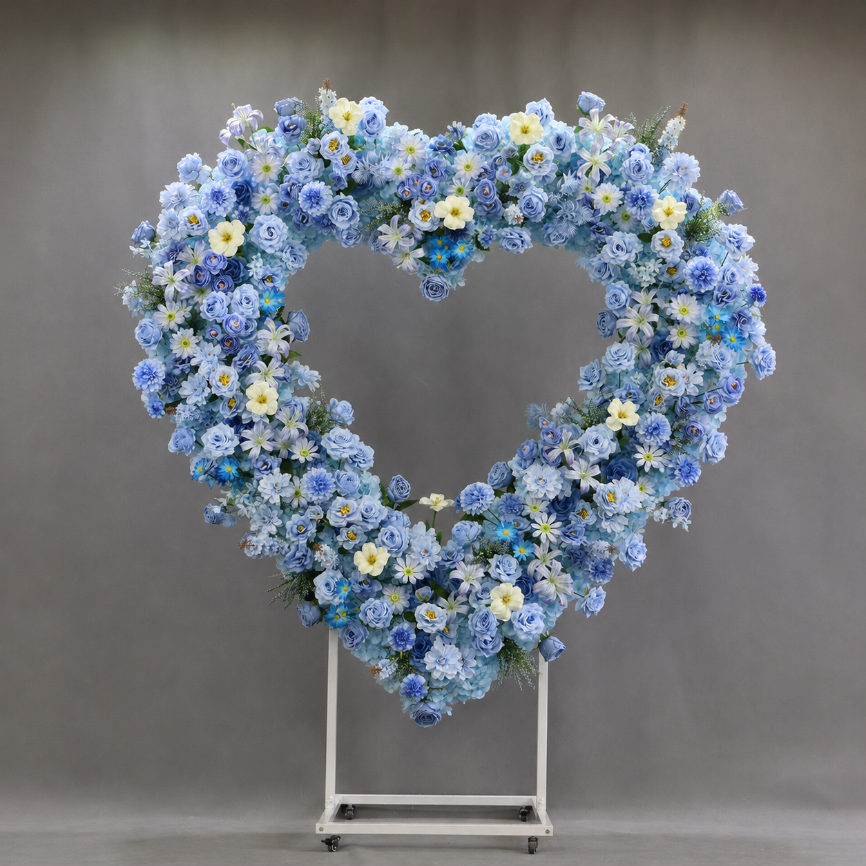 Heart Floral Arch Backdrop with Stand, Sky Blue, 6.56 x 5.58 ft