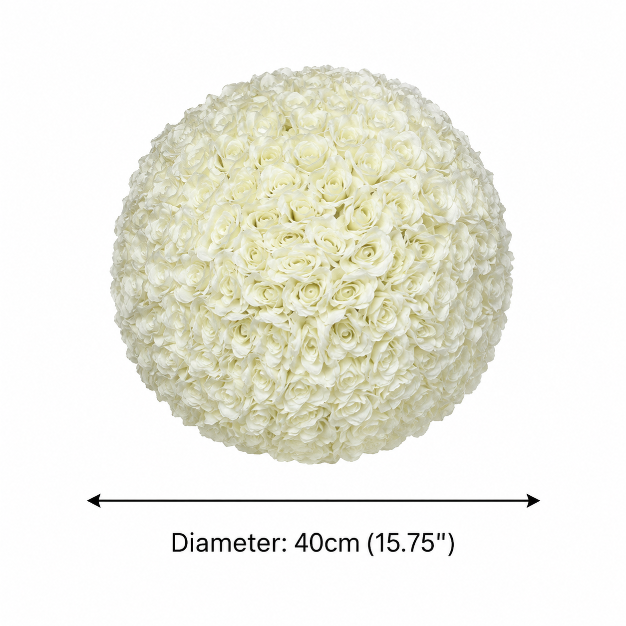 Artificial Rose Flower Ball, Wedding Arch Decor, Ivory White, 40CM