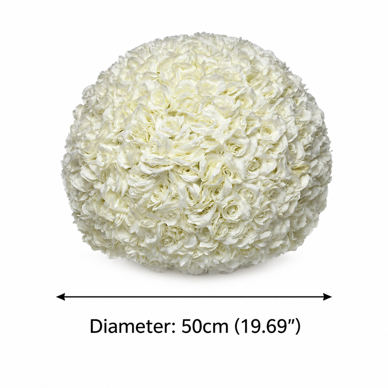 Artificial Rose Flower Ball, Wedding Arch Decor, Ivory White, 50CM