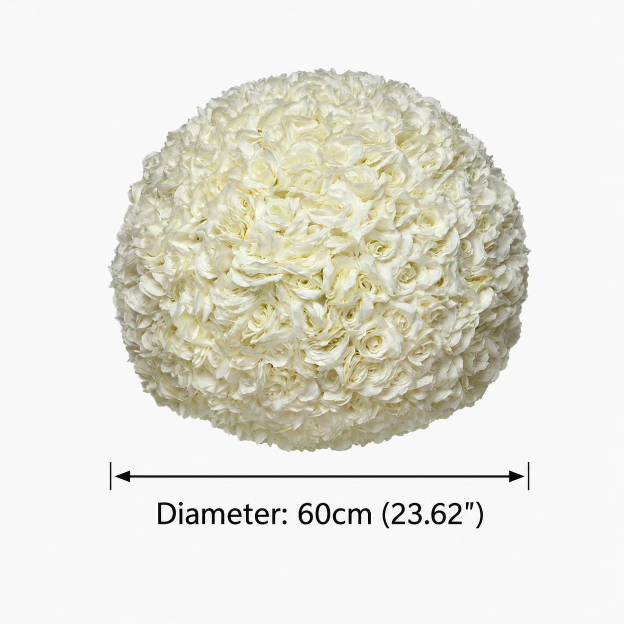Artificial Rose Flower Ball, Wedding Arch Decor, Ivory White,60CM
