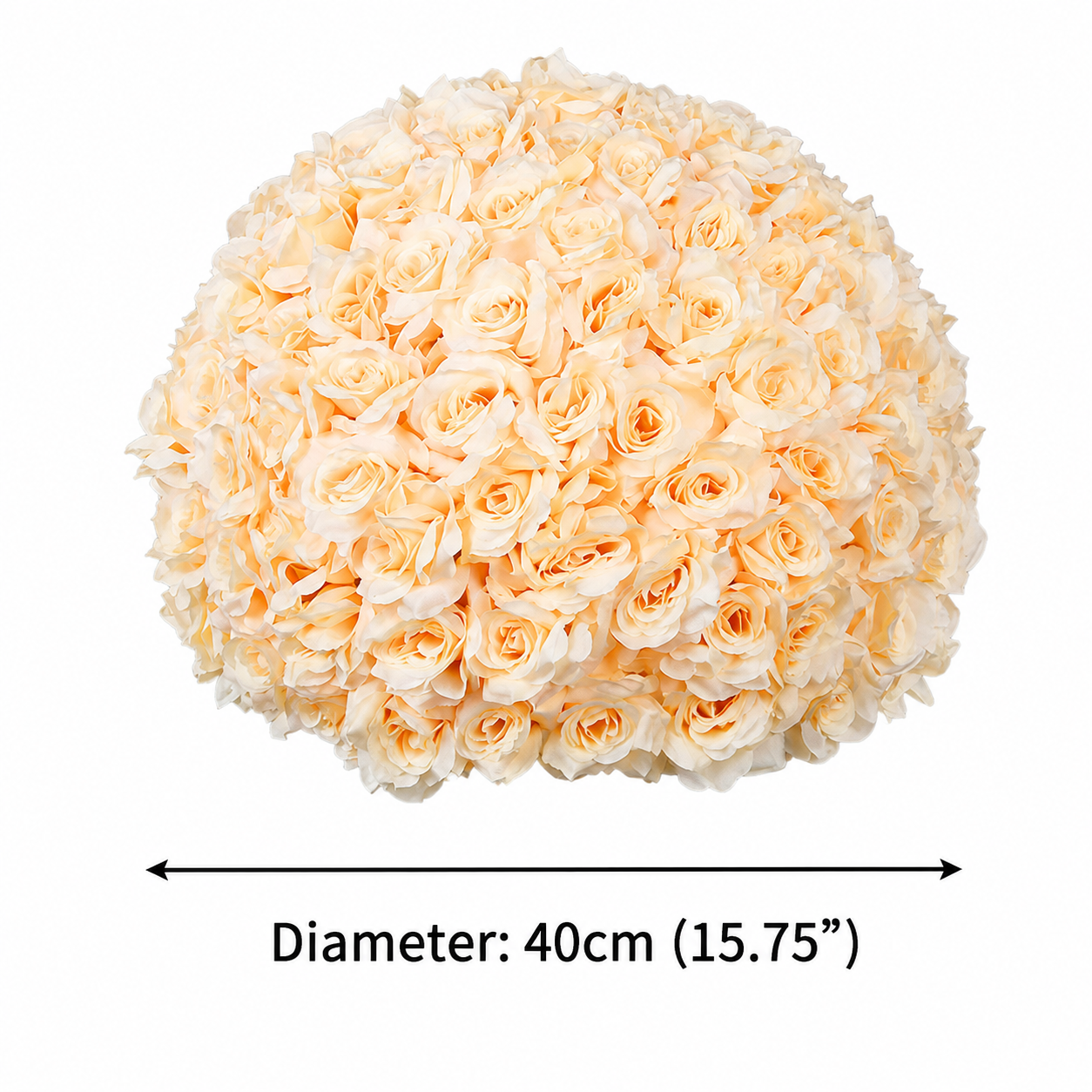 Artificial Rose Flower Ball, Wedding Arch Decor, Champagne, 40CM