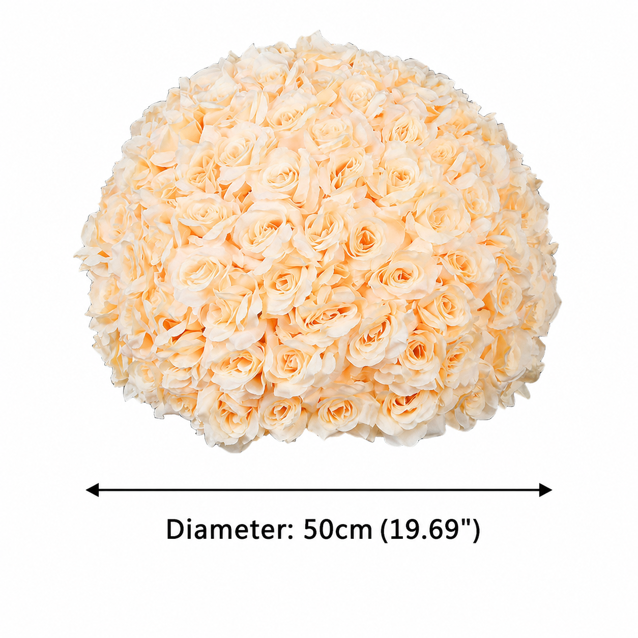 Artificial Rose Flower Ball, Wedding Arch Decor, Champagne, 50CM