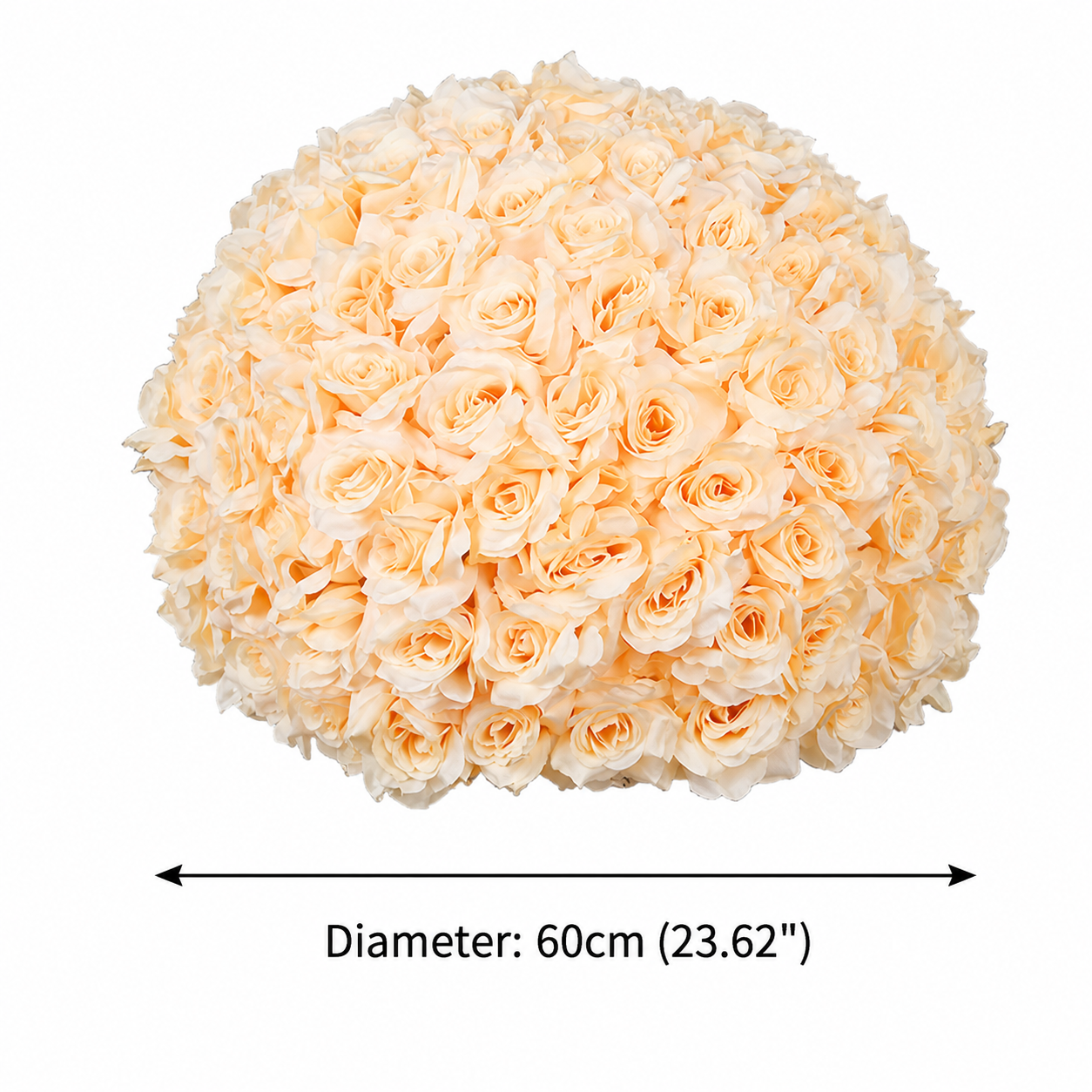 Artificial Rose Flower Ball, Wedding Arch Decor, Champagne, 60CM
