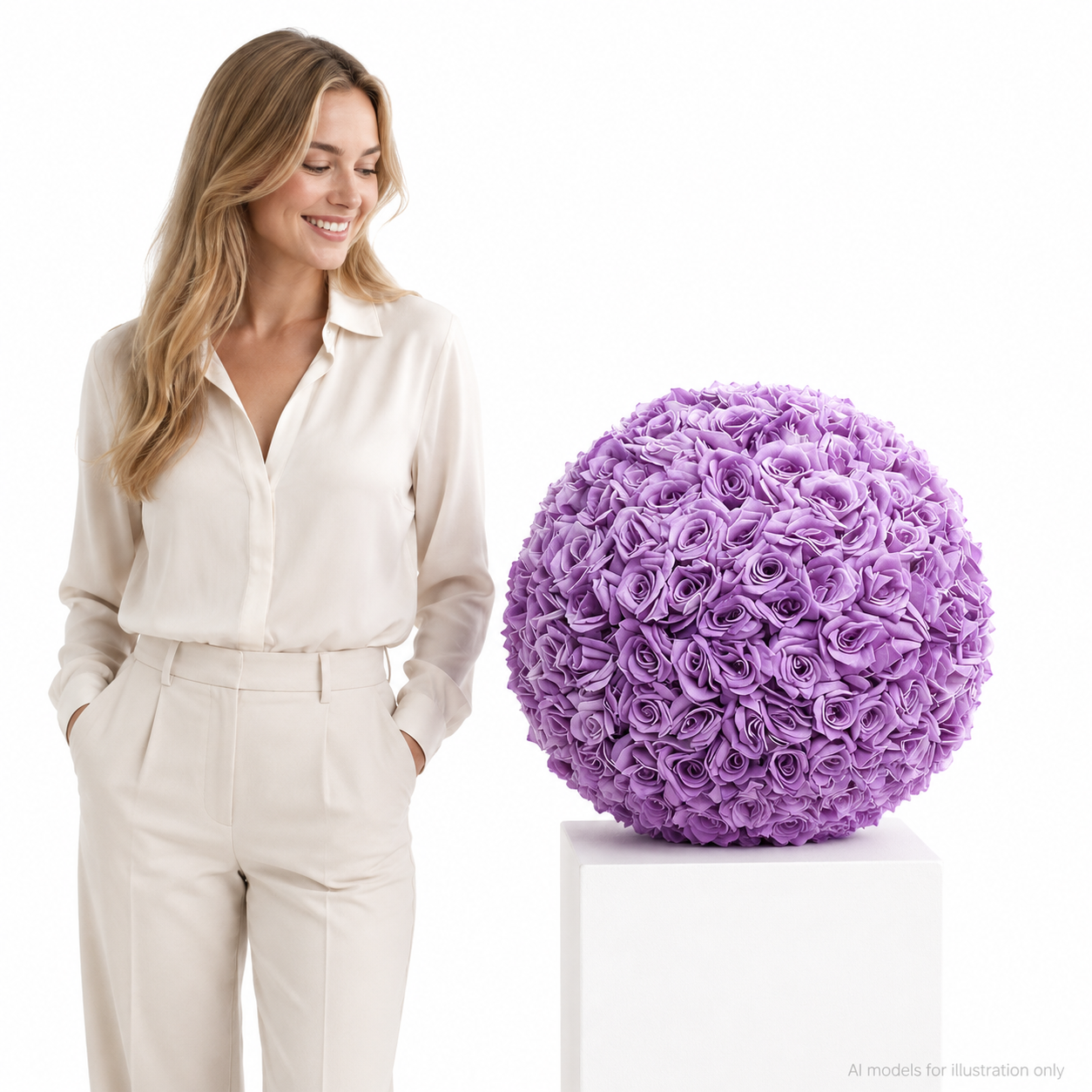 Artificial Rose Flower Ball, Wedding Arch Decor, Lavender, 40CM