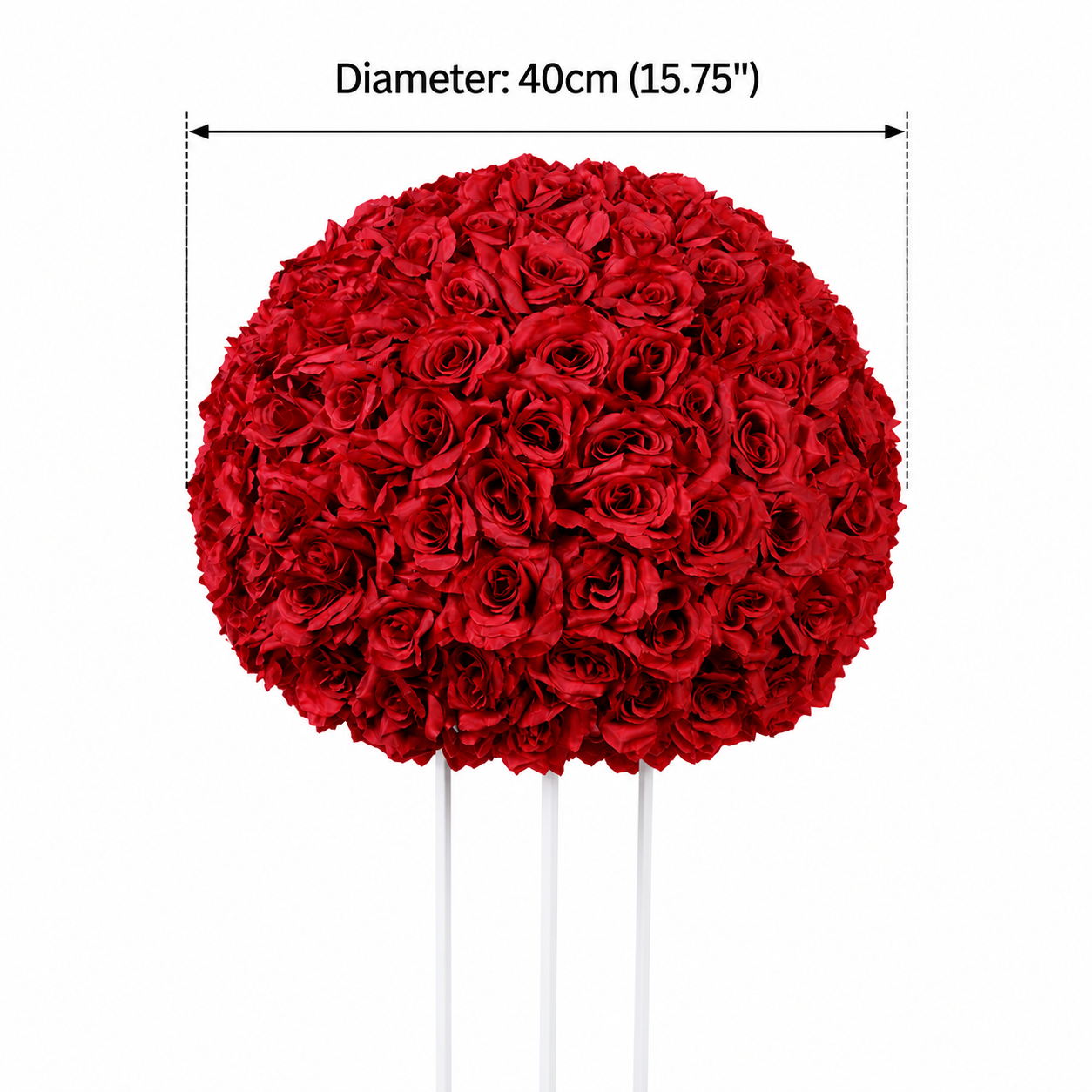 Artificial Rose Flower Ball, Wedding Arch Decor, Dark Red, 40CM