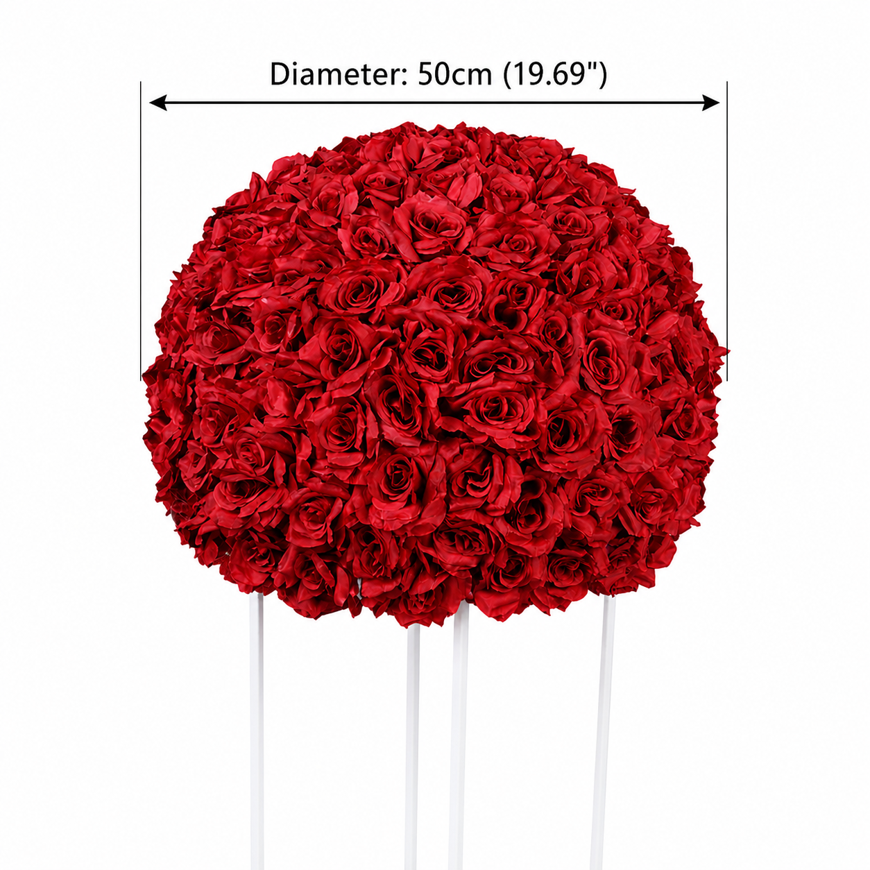 Artificial Rose Flower Ball, Wedding Arch Decor, Dark Red, 50CM