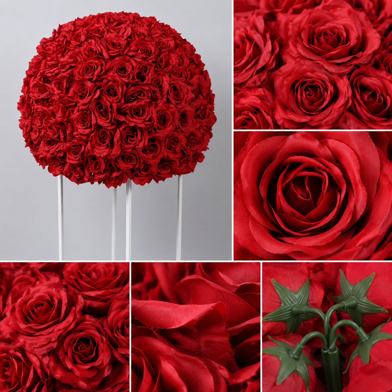  Artificial Rose Flower Ball, Wedding Arch Decor, Dark Red, 60CM