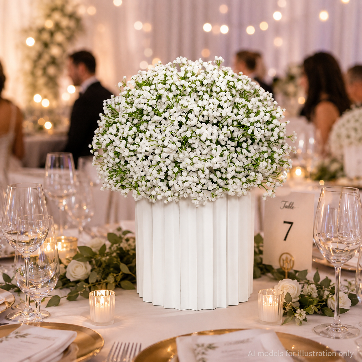 Baby's Breath Floral Dome for Wedding Arch Decor, 23.62 IN