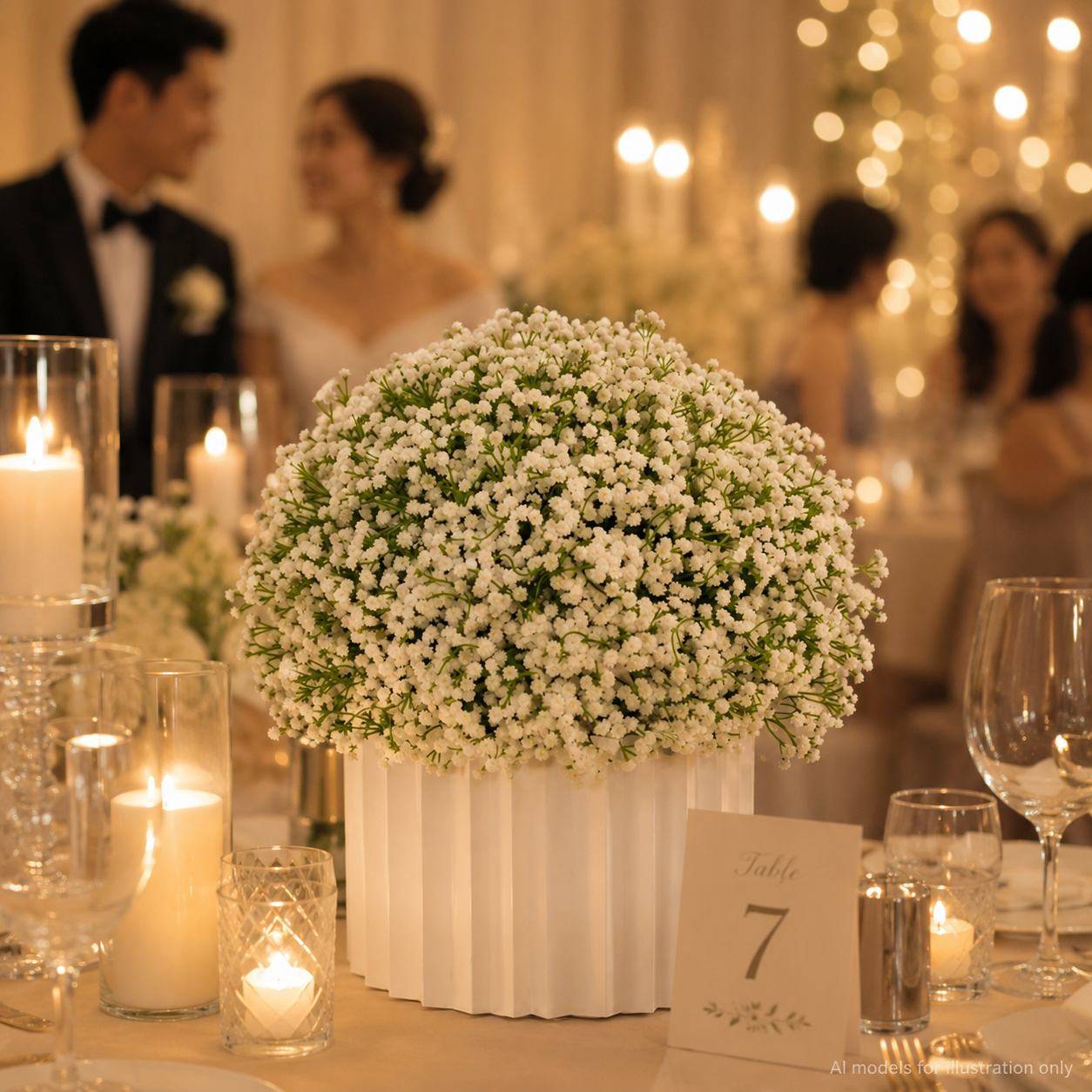 Baby's Breath Floral Dome for Wedding Arch Decor, 23.62 IN