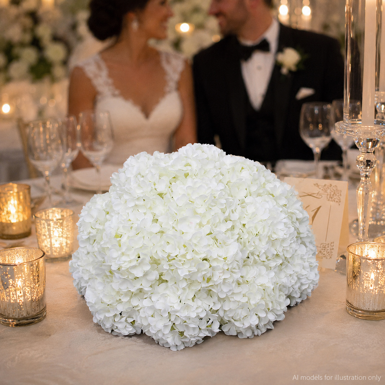 Artificial Hydrangea Half Ball, Wedding Arch Decor Diameter 19.69 in / 50 cm