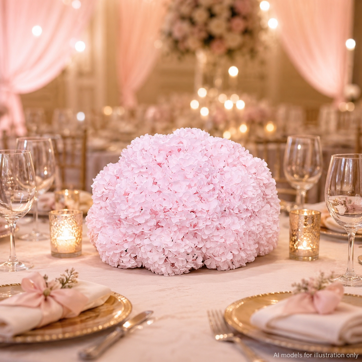 Artificial Hydrangea Half Ball, Wedding Arch Decor  Diameter 15.75 in / 40 cm