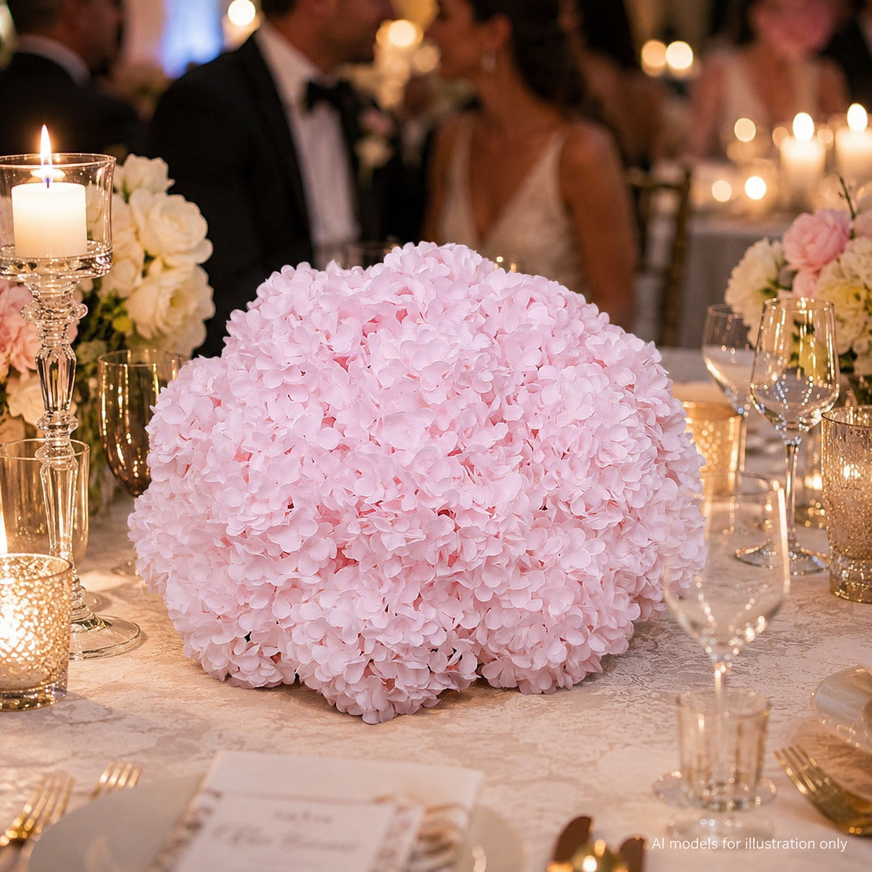 Artificial Hydrangea Half Ball, Wedding Arch Decor  Diameter 15.75 in / 40 cm