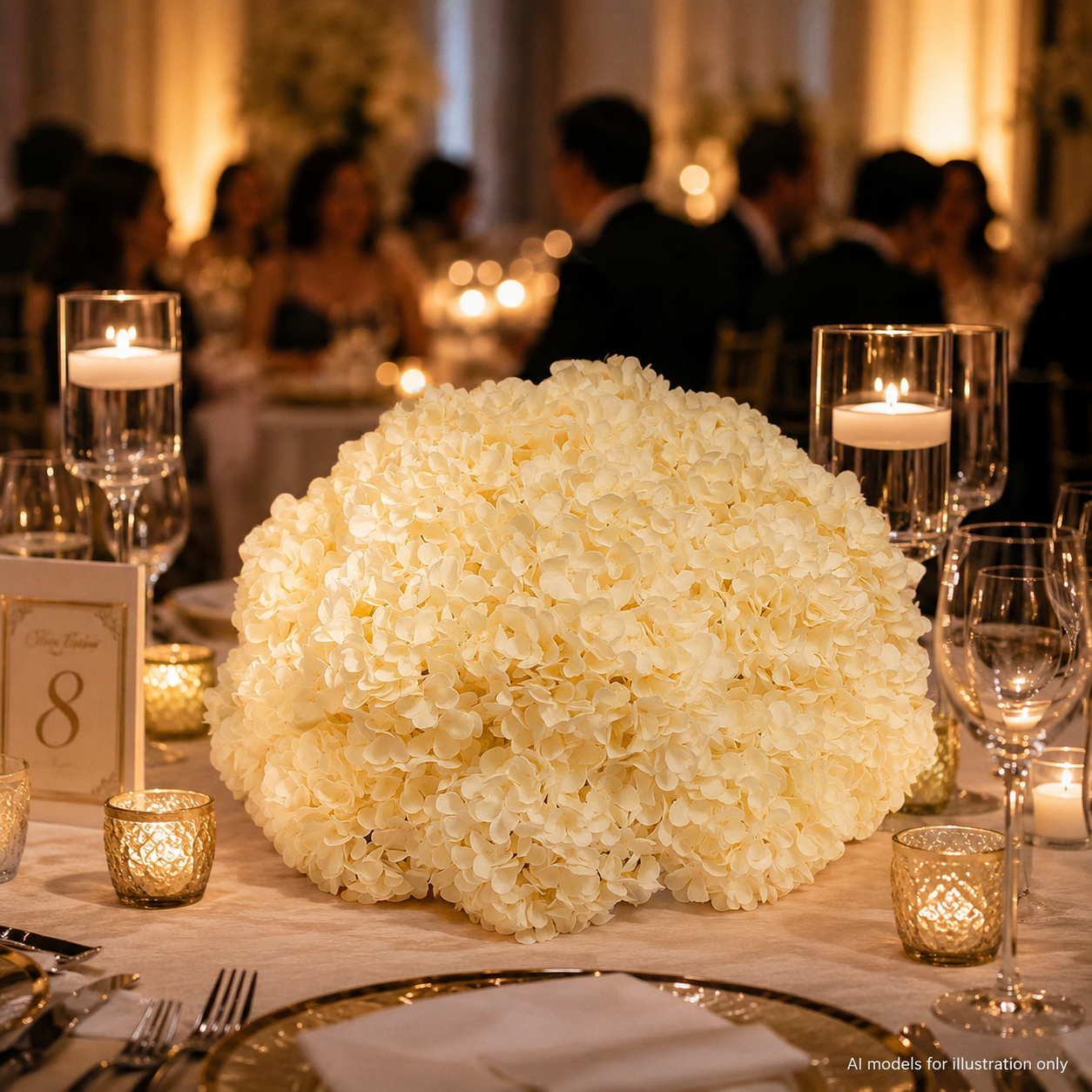 Artificial Hydrangea Half Ball, Wedding Arch Decor  Diameter 15.75 in / 40 cm