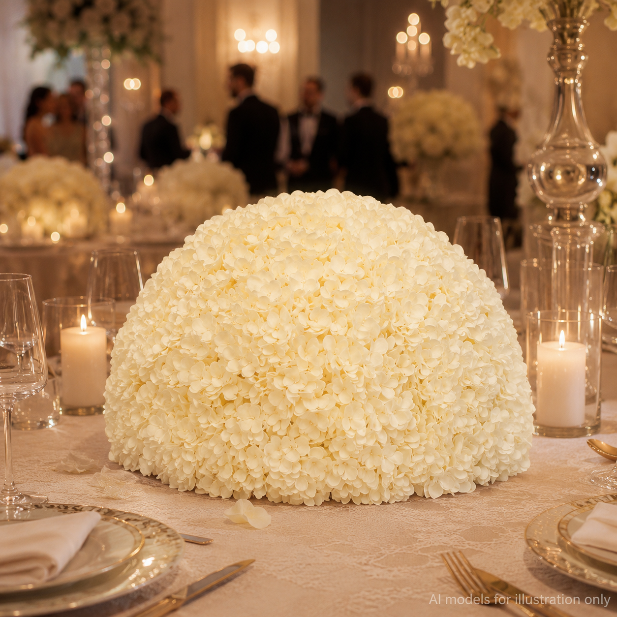 Artificial Hydrangea Half Ball, Wedding Arch Decor  Diameter 15.75 in / 40 cm