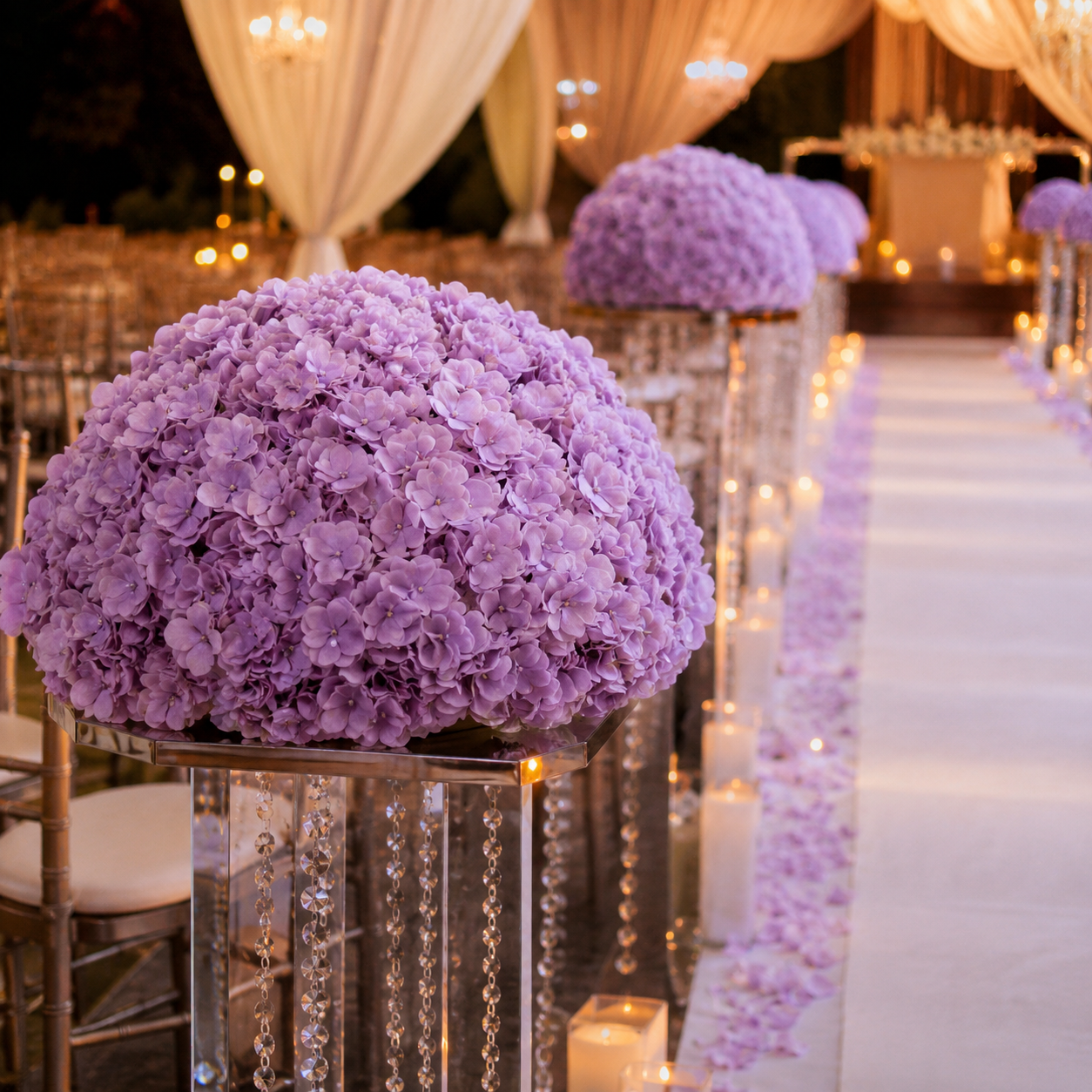 Artificial Hydrangea Half Ball, Wedding Arch Decor Diameter 23.62 in / 60 cm
