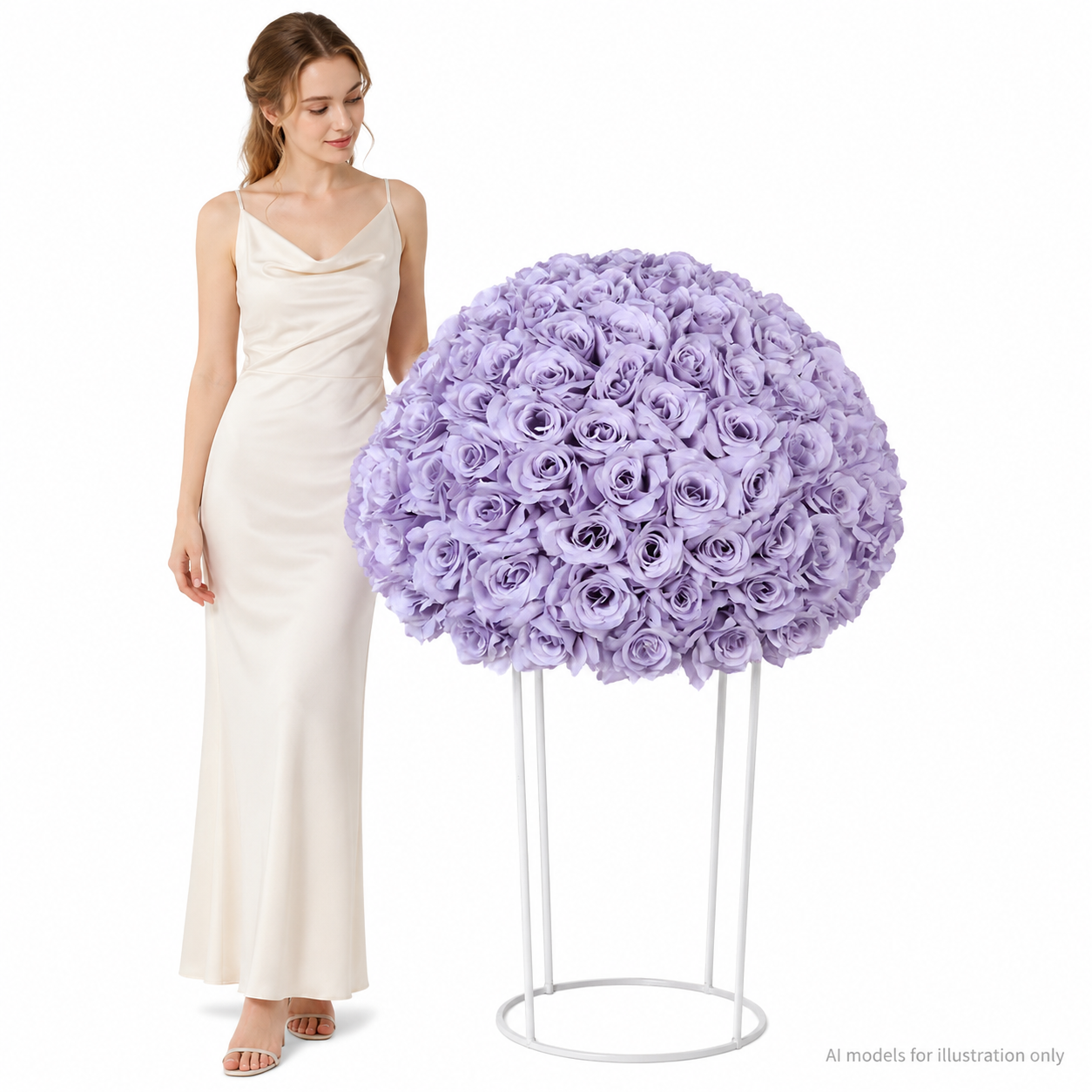 Artificial Rose Half Ball for Wedding Arch Decor,Lavender 15.75 IN / 40CM Diameter