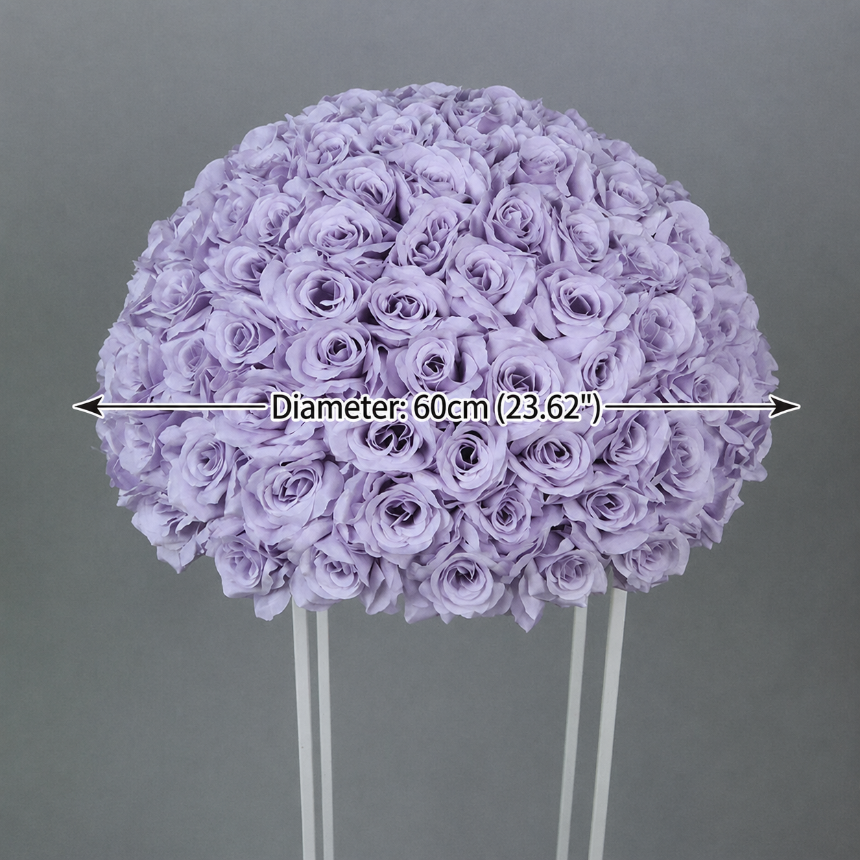 Artificial Rose Half Ball for Wedding Arch Decor,Lavender 23.62 IN / 60CM Diameter