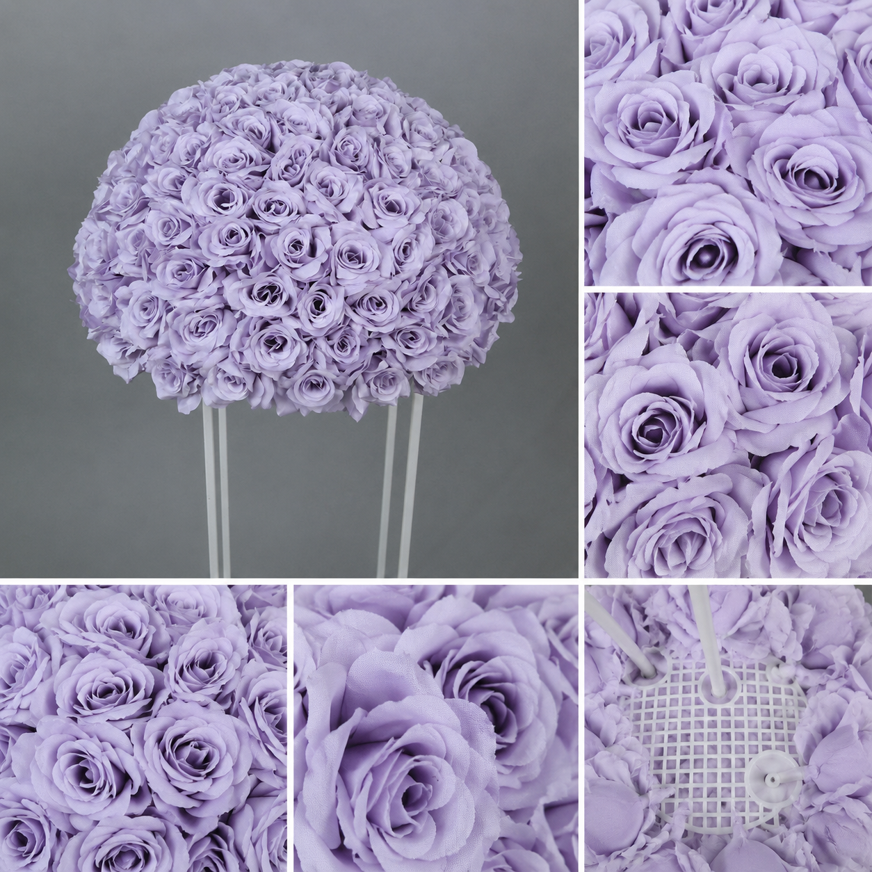 Artificial Rose Half Ball for Wedding Arch Decor,Lavender 15.75 IN / 40CM Diameter