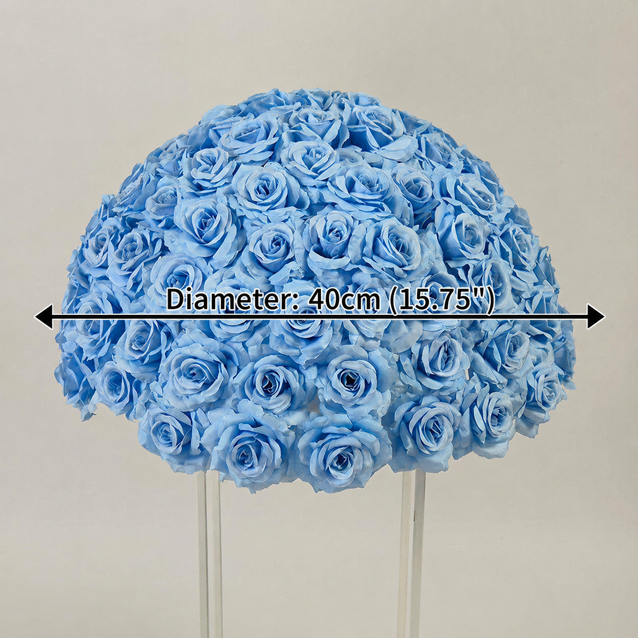 Artificial Rose Half Ball for Wedding Arch Decor, Light Blue 15.75 IN / 40CM Diameter