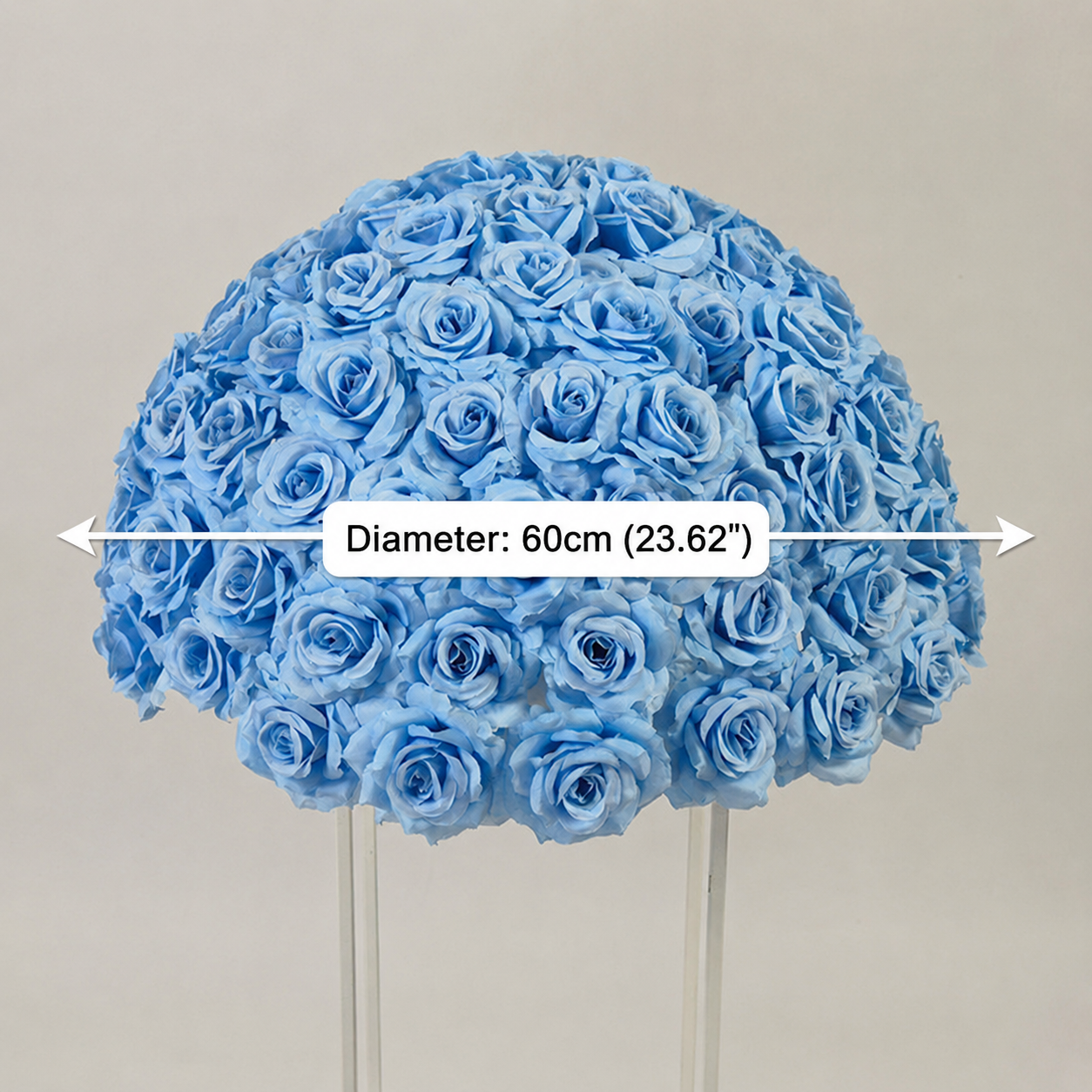 Artificial Rose Half Ball for Wedding Arch Decor, Light Blue 23.62 IN / 60CM Diameter