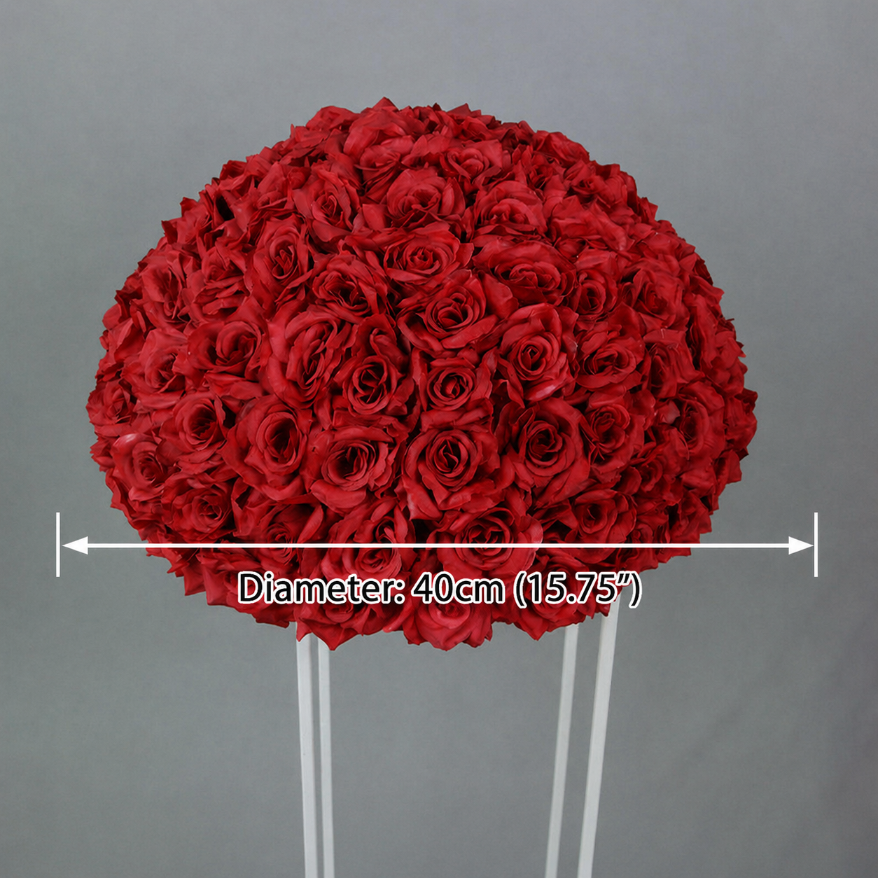 Artificial Rose Half Ball for Wedding Arch Decor,  Dark Red  Diameter 15.75 IN / 40CM