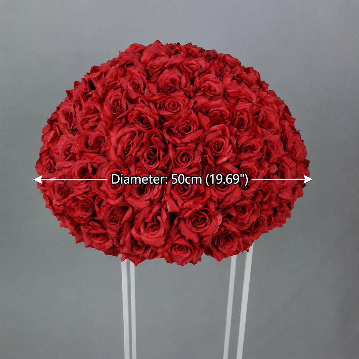 Artificial Rose Half Ball for Wedding Arch Decor,  Dark Red, 19.69 IN / 50CM 