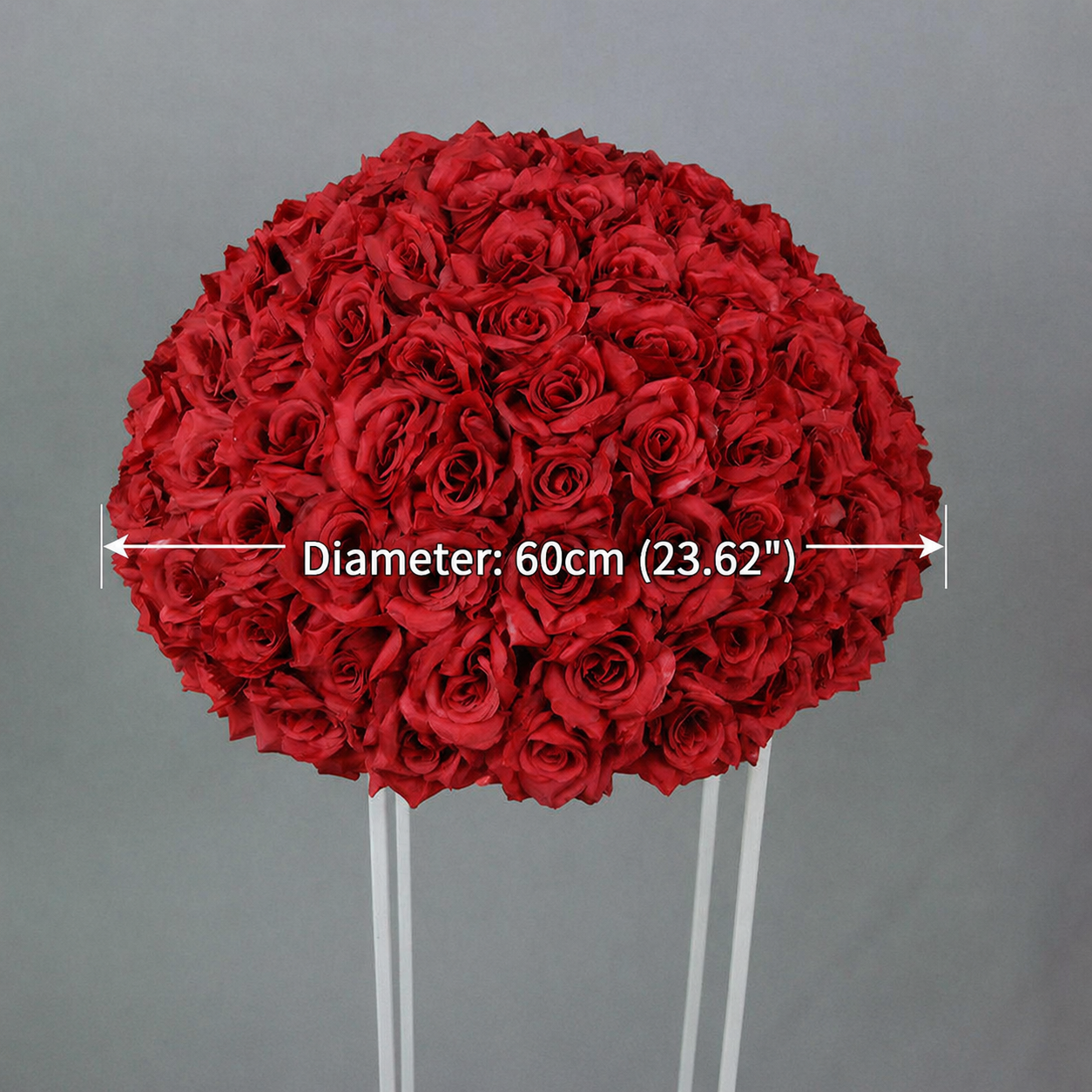 Artificial Rose Half Ball for Wedding Arch Decor,  Dark Red, 19.69 IN / 50CM 