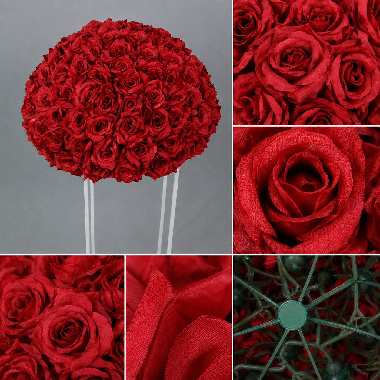 Artificial Rose Half Ball for Wedding Arch Decor,  Dark Red  Diameter 15.75 IN / 40CM