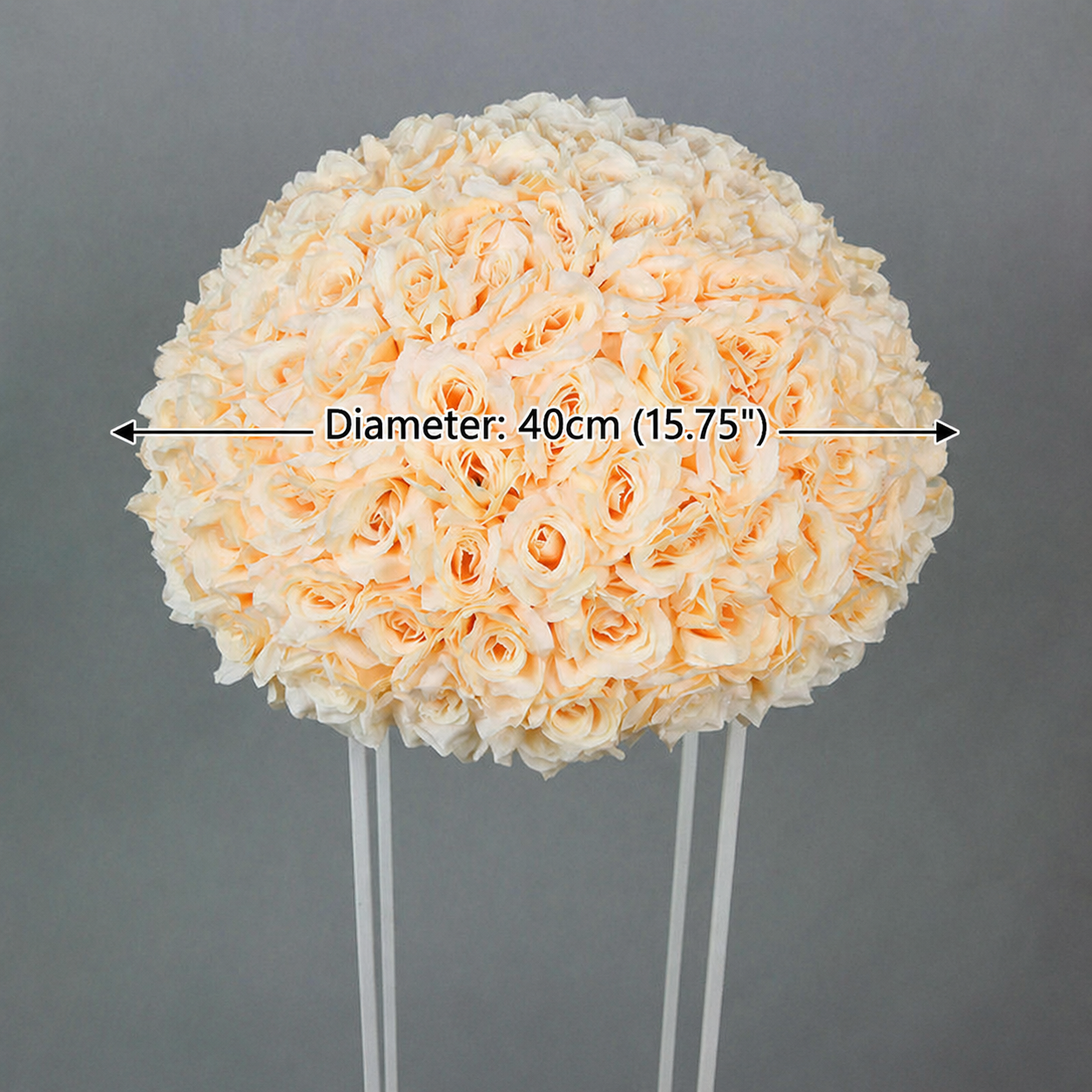 Artificial Rose Half Ball for Wedding Arch Decor,Champagne 15.75 IN / 40CM Diameter