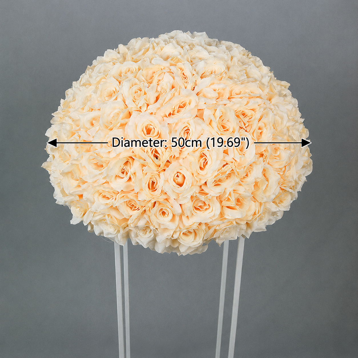 Artificial Rose Half Ball for Wedding Arch Decor,Champagne 19.69 IN / 50CM Diameter