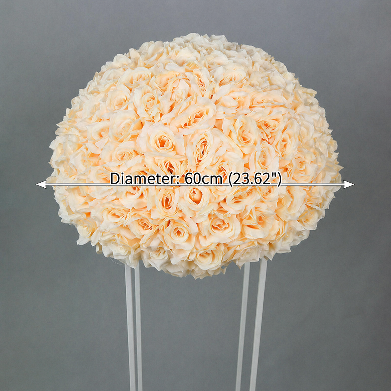 Artificial Rose Half Ball for Wedding Arch Decor,Champagne 23.62 IN / 60CM Diameter