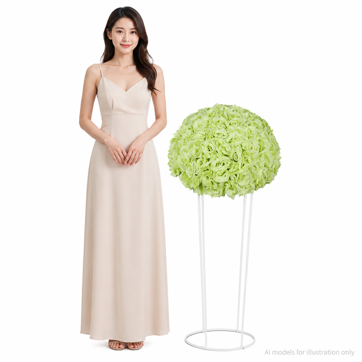 Artificial Rose Half Ball for Wedding Arch Decor,Lime Green 15.75 IN / 40CM Diameter