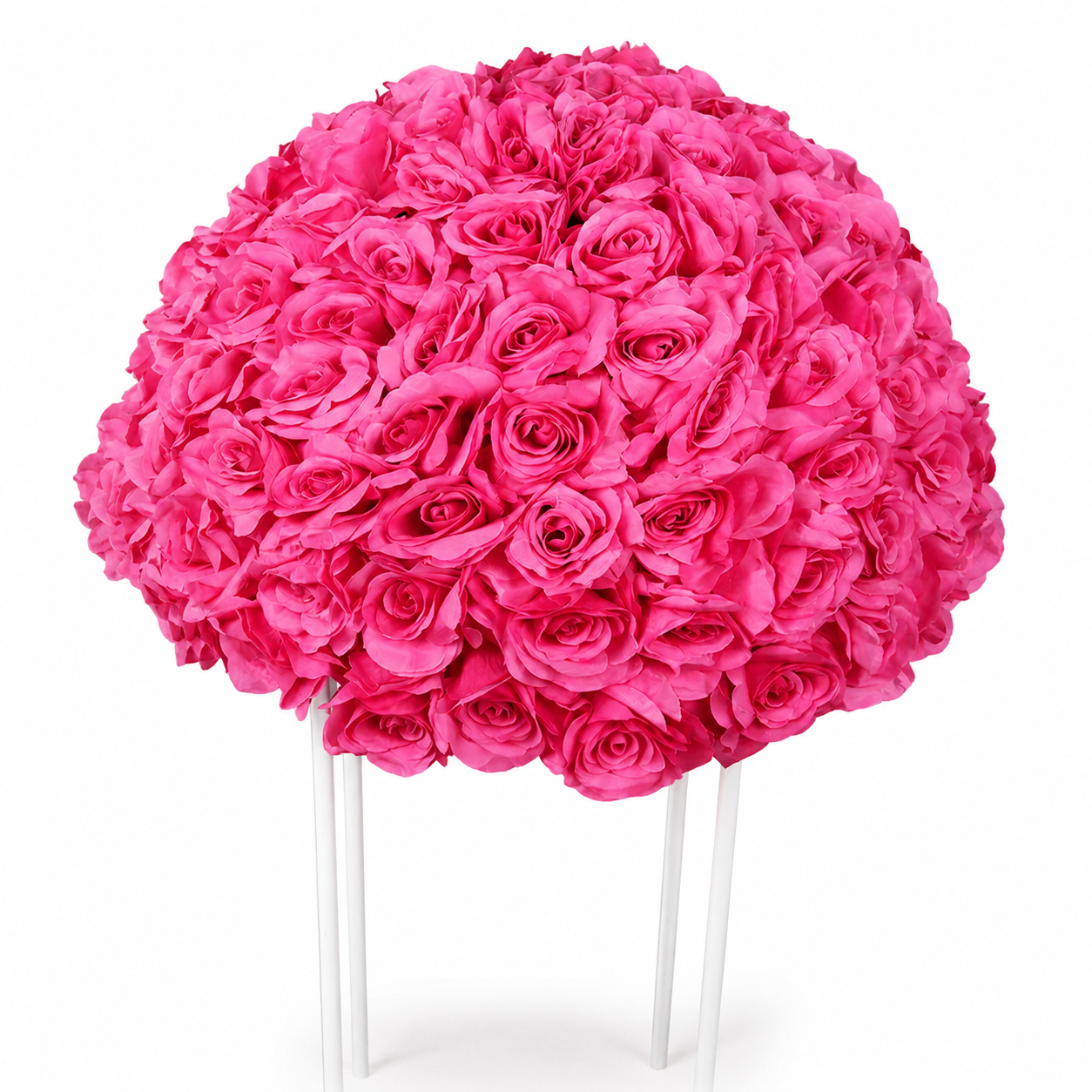 Artificial Rose Half Ball for Wedding Arch Decor, Hot Pink 15.75 IN / 40CM Diameter