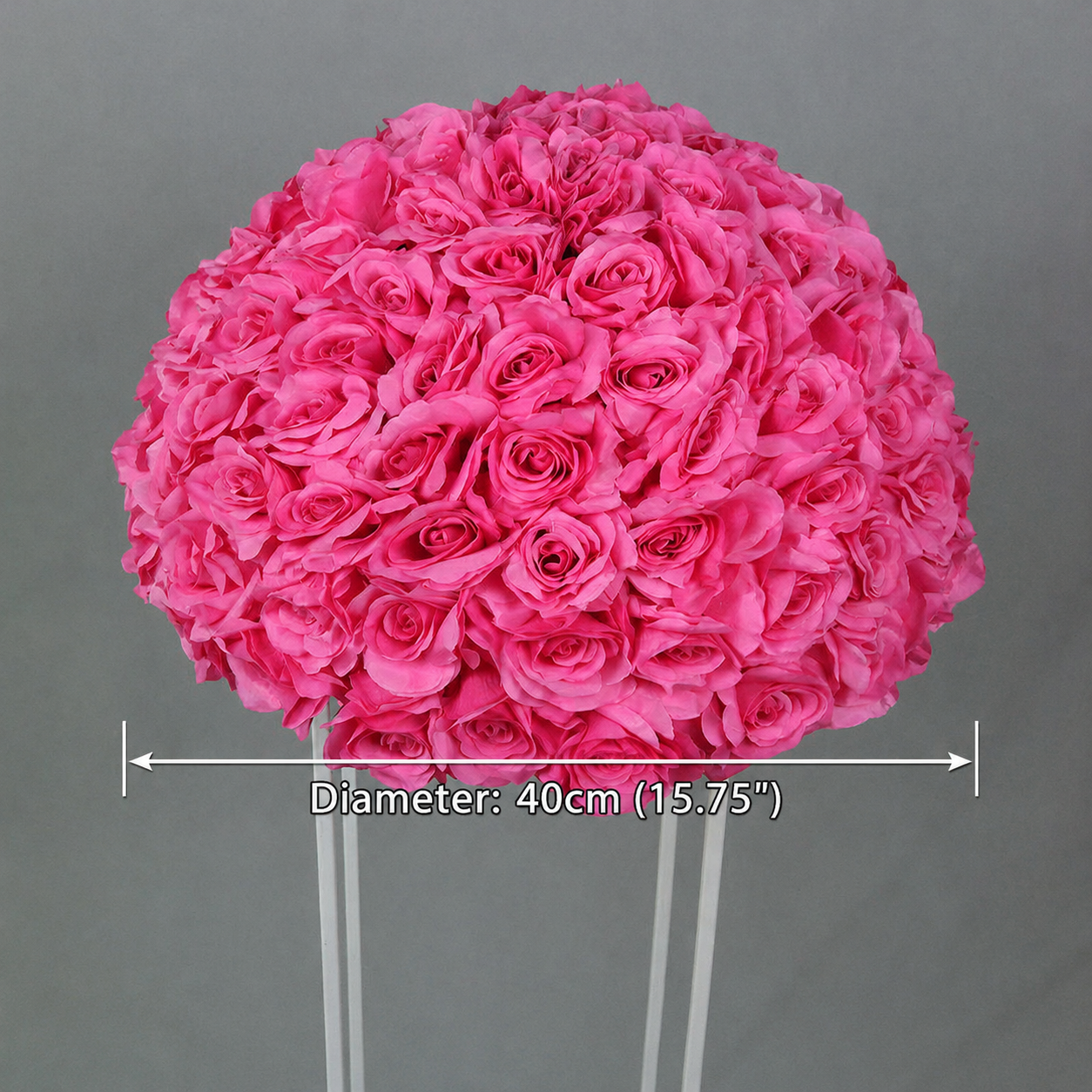 Artificial Rose Half Ball for Wedding Arch Decor, Hot Pink 15.75 IN / 40CM Diameter